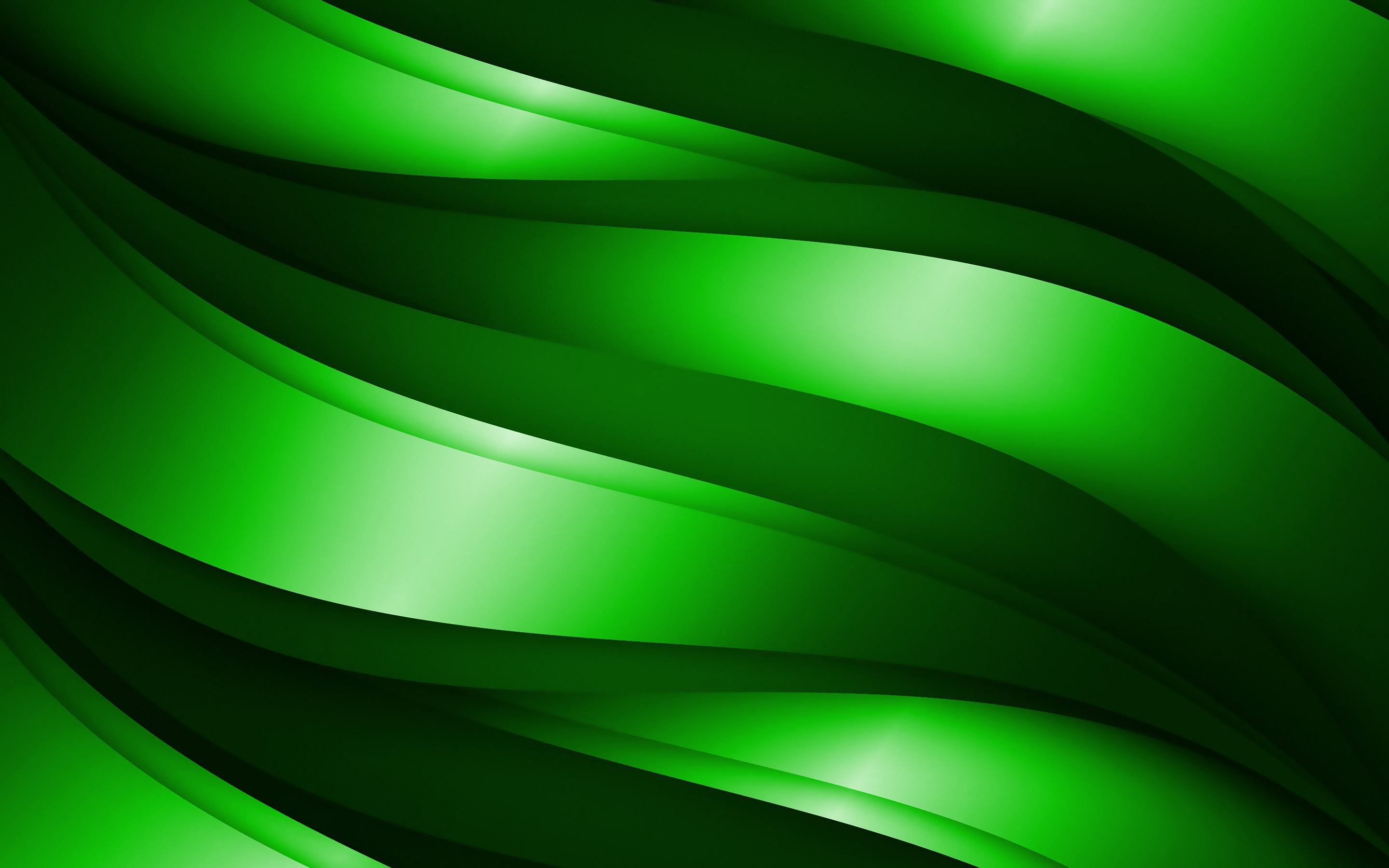 Download wallpaper green 3D waves, abstract waves patterns, waves background, 3D waves, green wavy background, 3D waves textures, wavy textures, background with waves for desktop with resolution 2880x1800. High Quality HD picture