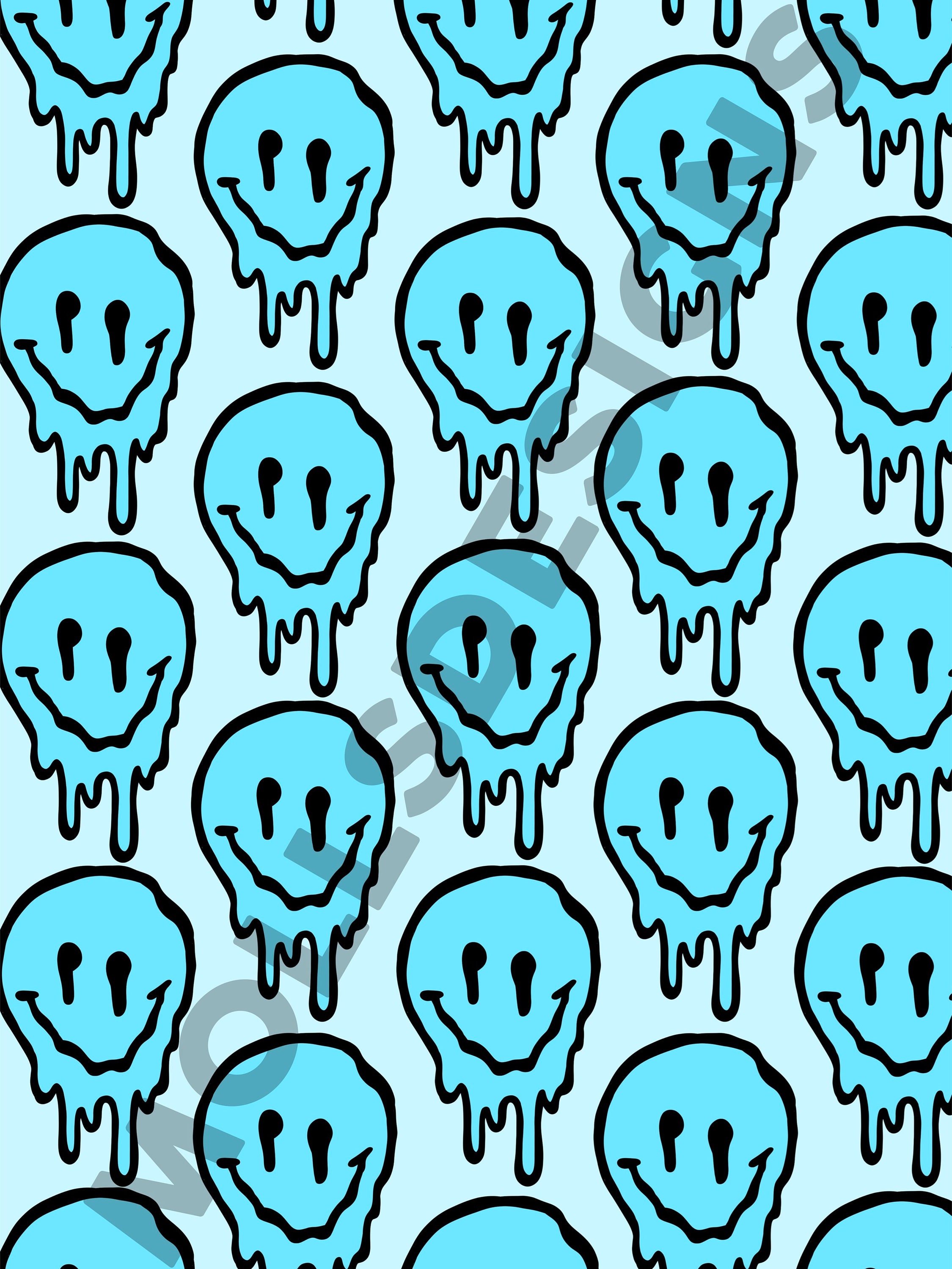 Blue Drip Smiley Face Wall Art digital Download Preppy Wall
