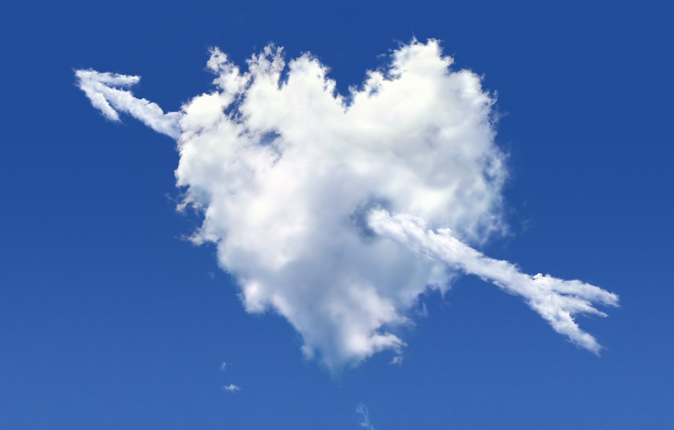 Wallpaper the sky, rendering, heart, cloud, arrow image for desktop, section рендеринг