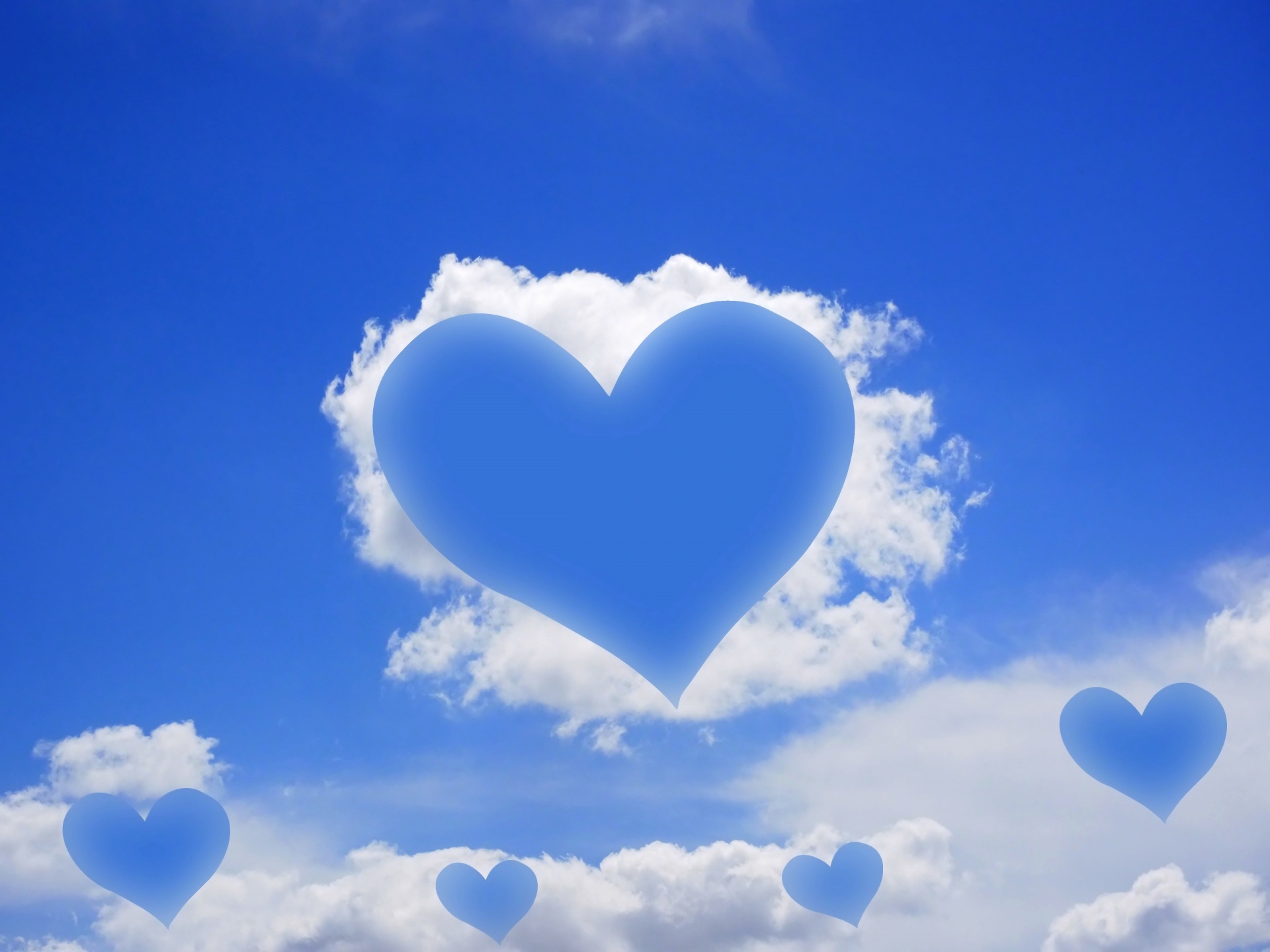 Download free photo of Clouds, sky, heart, hearts, love