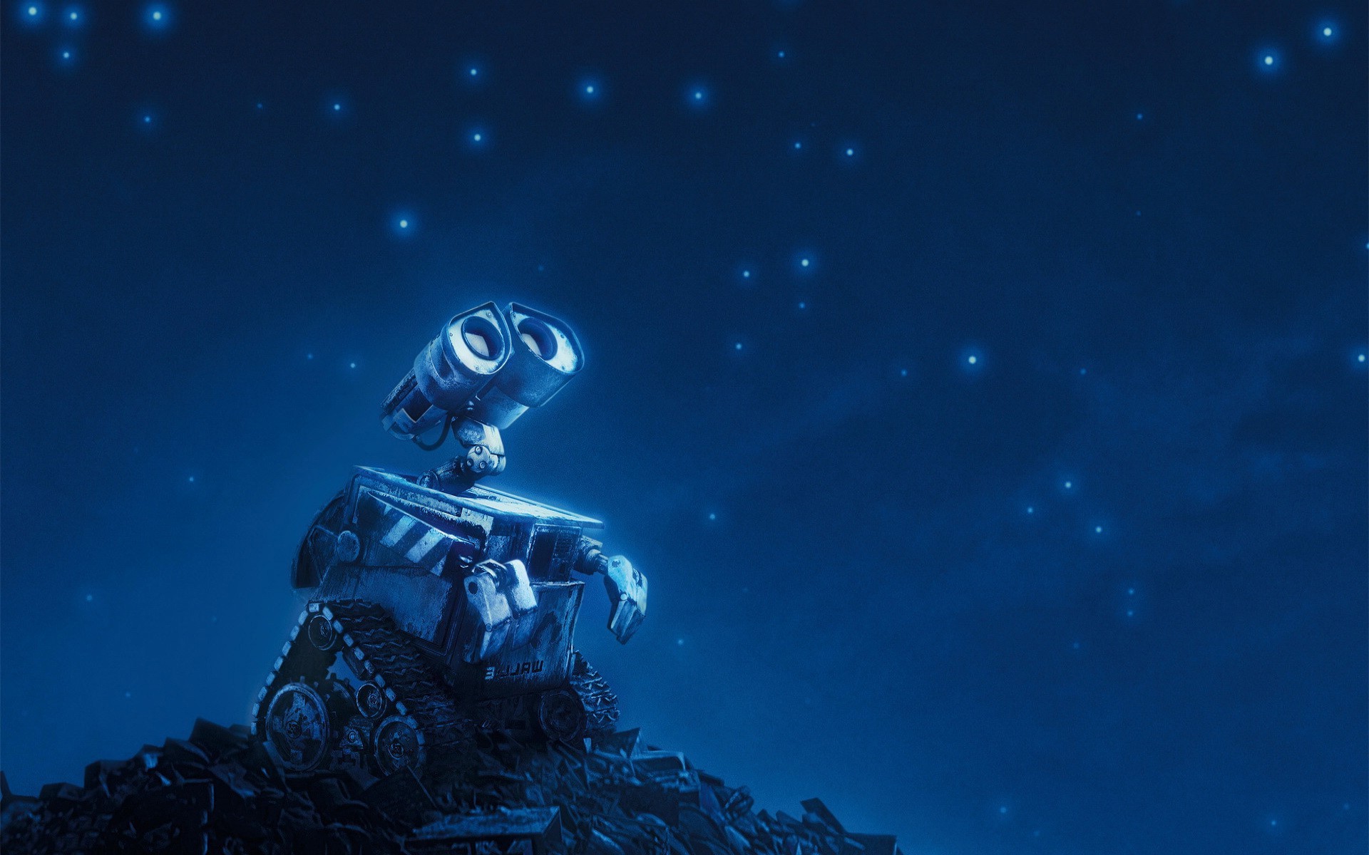 Walle, dreaming, robot, funny, space, midnight