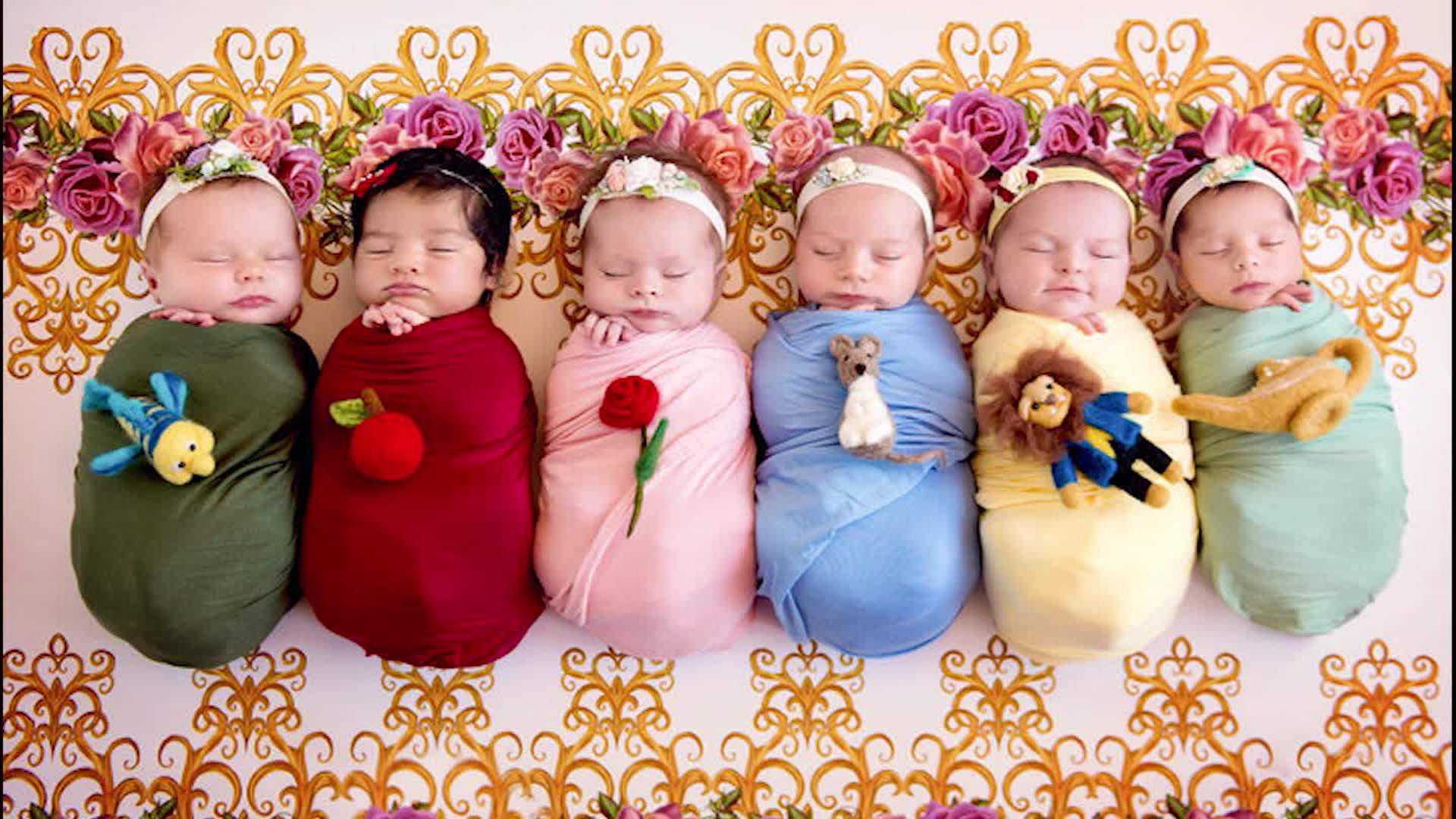 Tiny babies transformed to Disney princesses