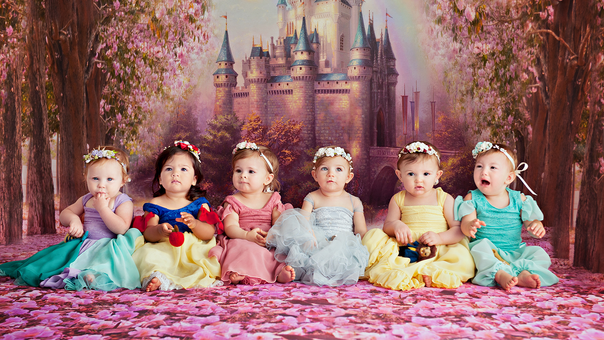 Disney princess newborns are photographed on first birthday