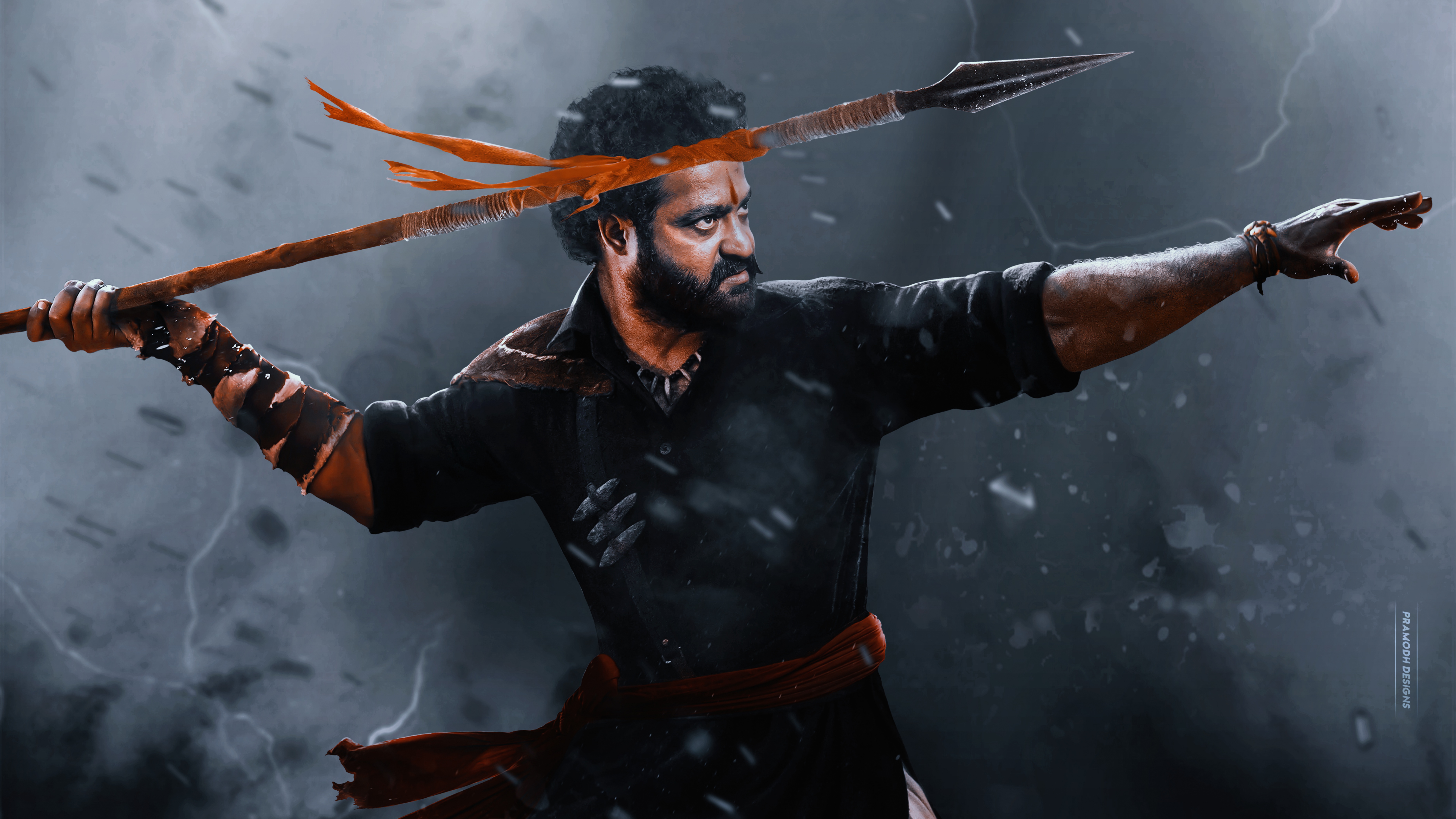 RRR Wallpaper 4K, Jr NTR, Komaram Bheem, SS Rajamouli, Movies