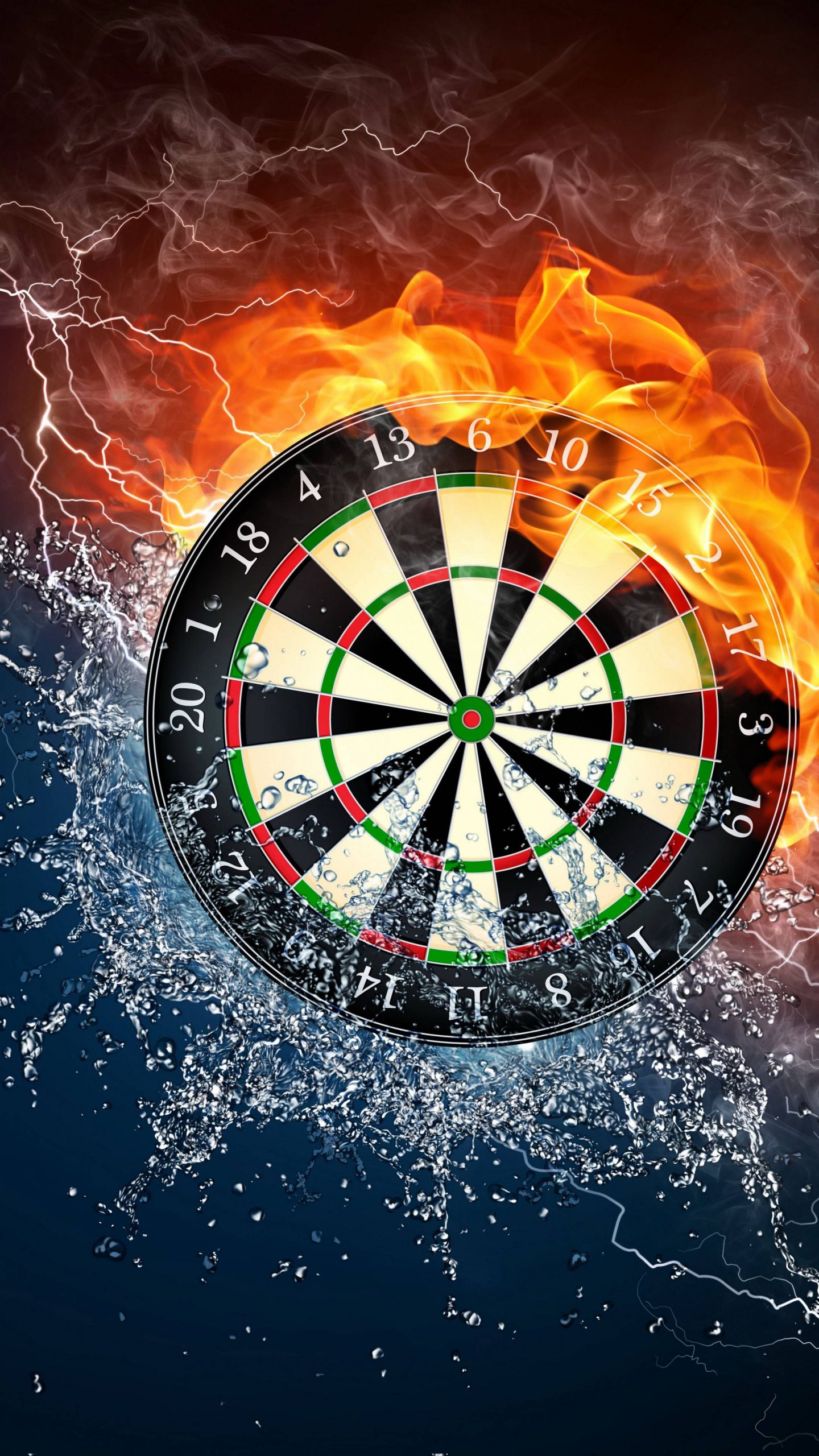 Fire Water Dart Board Android 2160X3840 UHD 4K Wallpaper Download