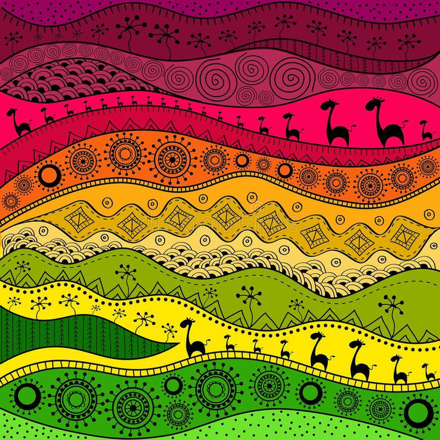 Download Rainbow African Art Wallpaper