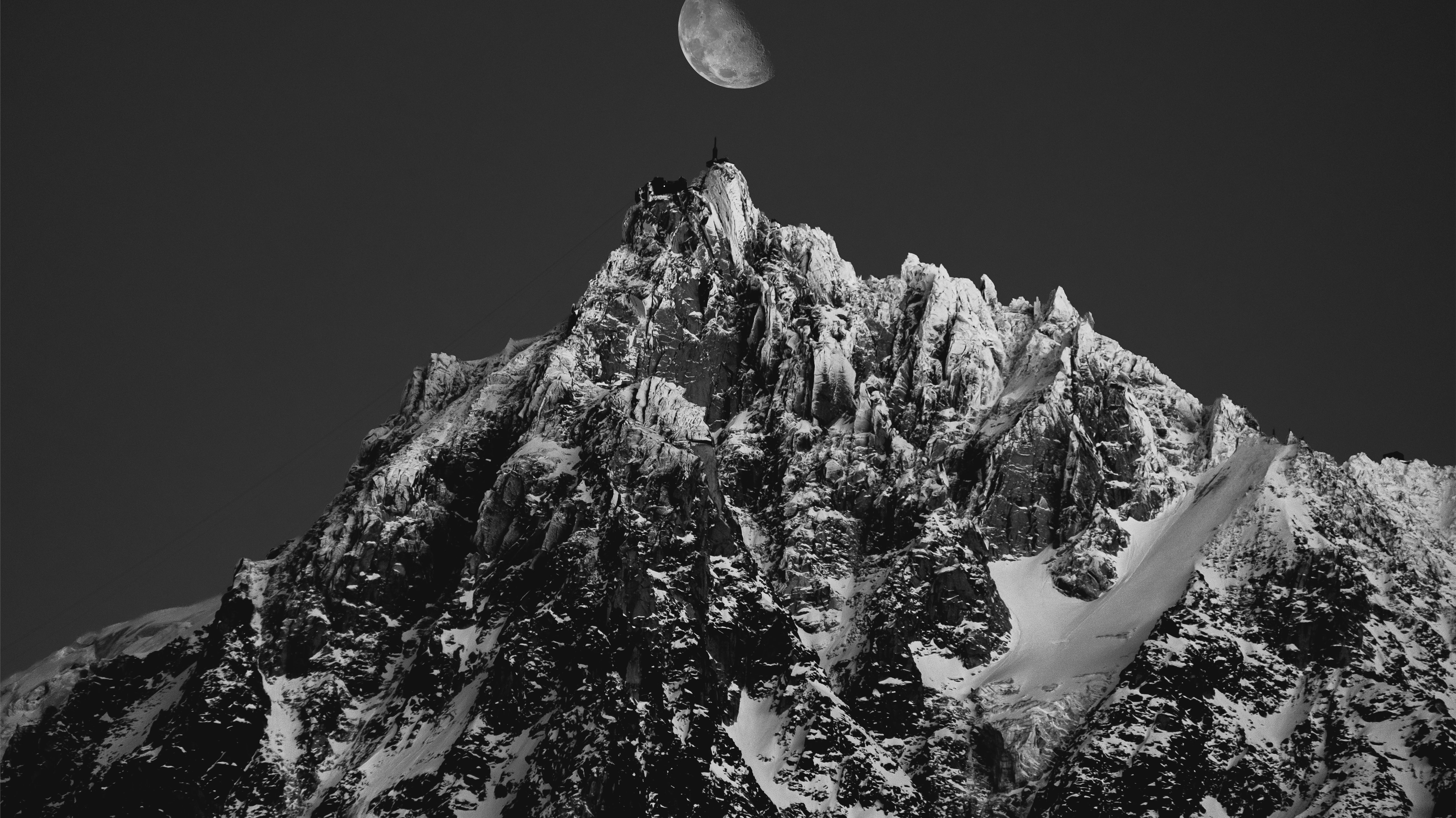 grayscale photo of mountain range Mac Wallpaper Download