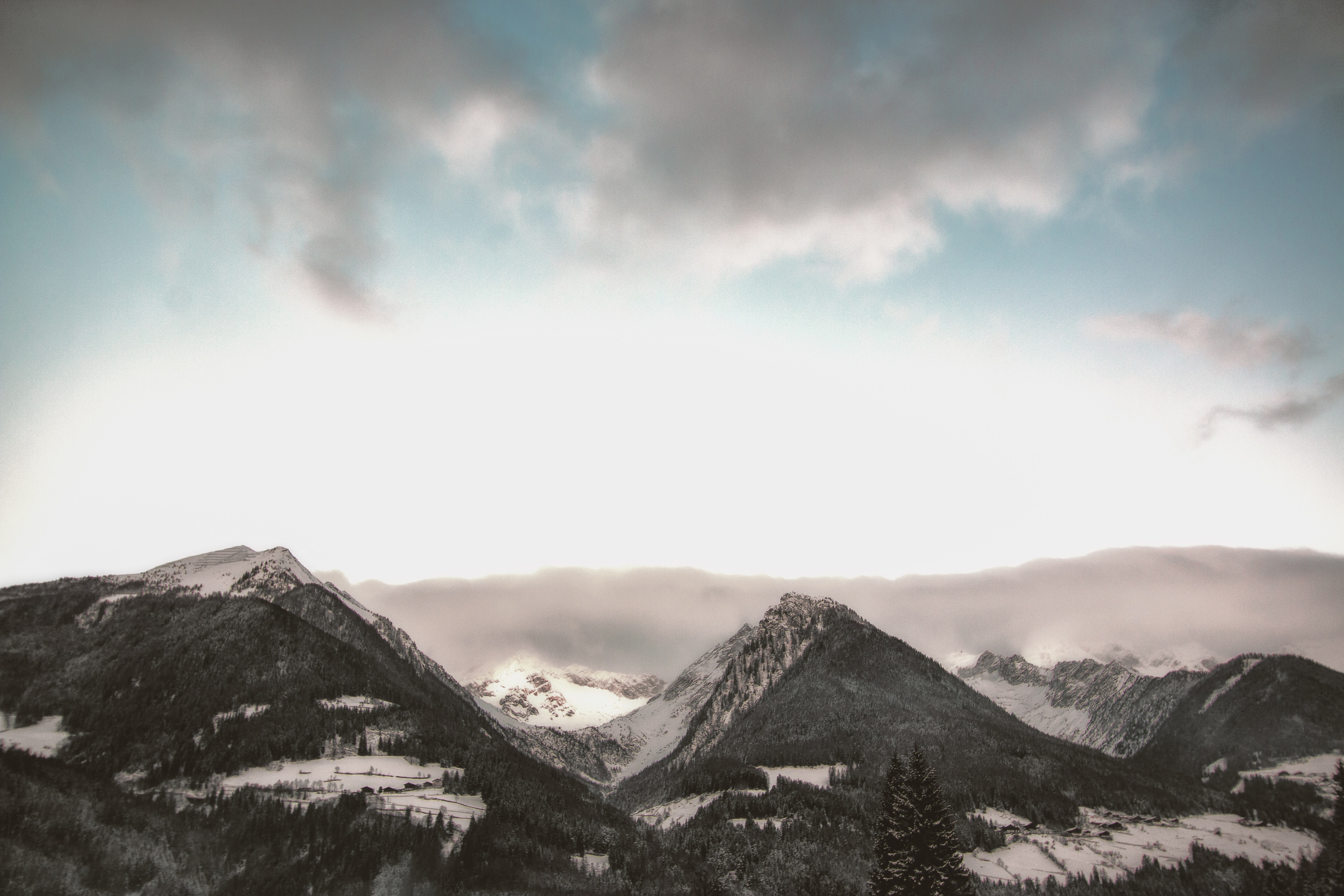 Free photo: Gray Mountain at Daytime Under Gray Sky, Daytime, Fog