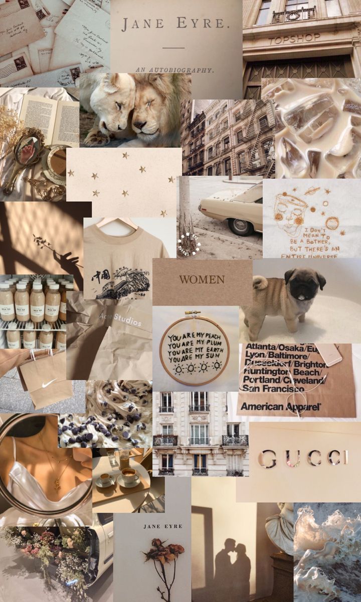 Beige Collage Wallpaper