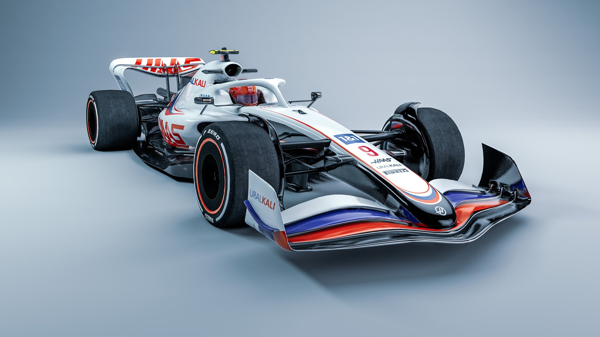 Haas F1 Team colours on a 2022 car