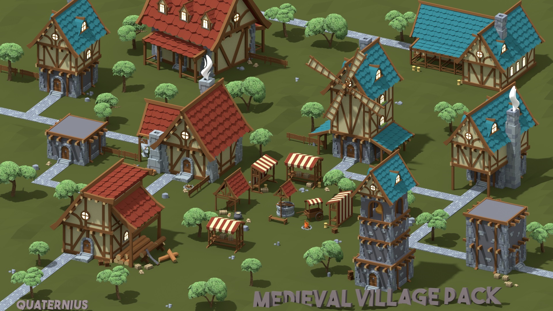 Quaternius • Medieval Village Pack
