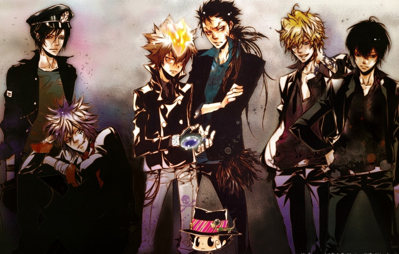 Photo Wallpaper Flame, Gloves, Guys, Cap, Mafia, Katekyo Hitman Reborn Wallpaper Vongola Family
