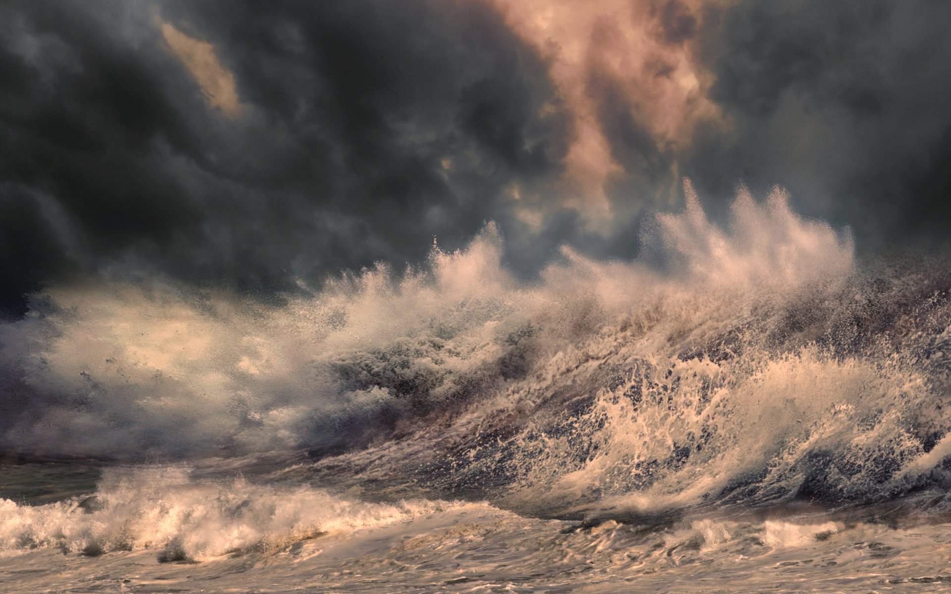 Clouds over Rough Seas HD Wallpaper