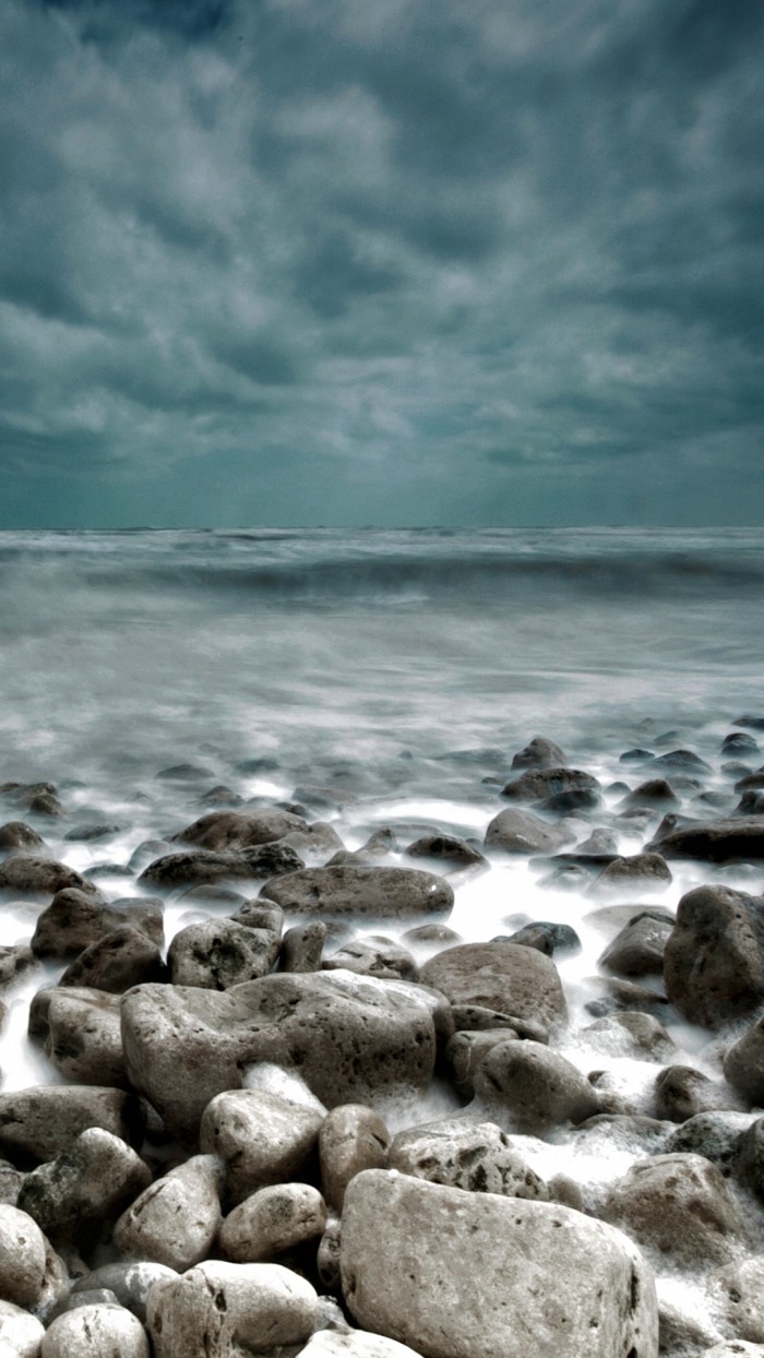 Rough Sea Rocks Waves Lockscreen IPhone 6 Plus HD Wallpaper
