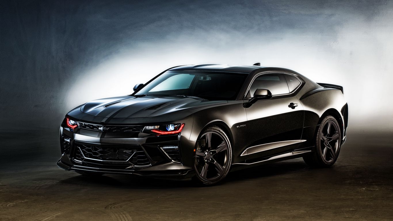 Download wallpaper 1366x768 chevrolet, camaro, concept, black, side view tablet, laptop HD background