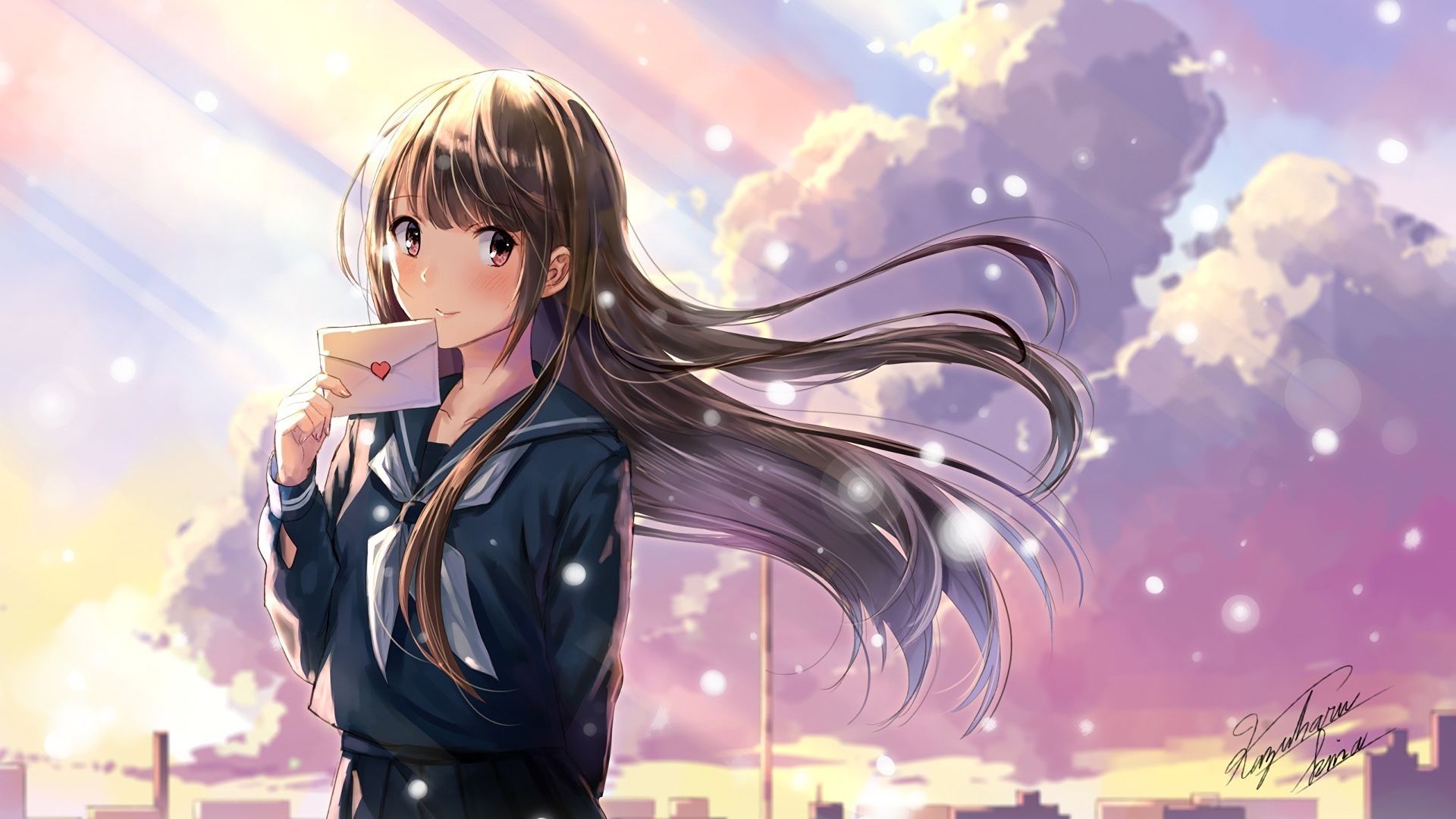 Desktop Wallpaper Beautiful, Anime Girl, Outdoor, Long Hair, Original, HD Image, Picture, Background, F00a00