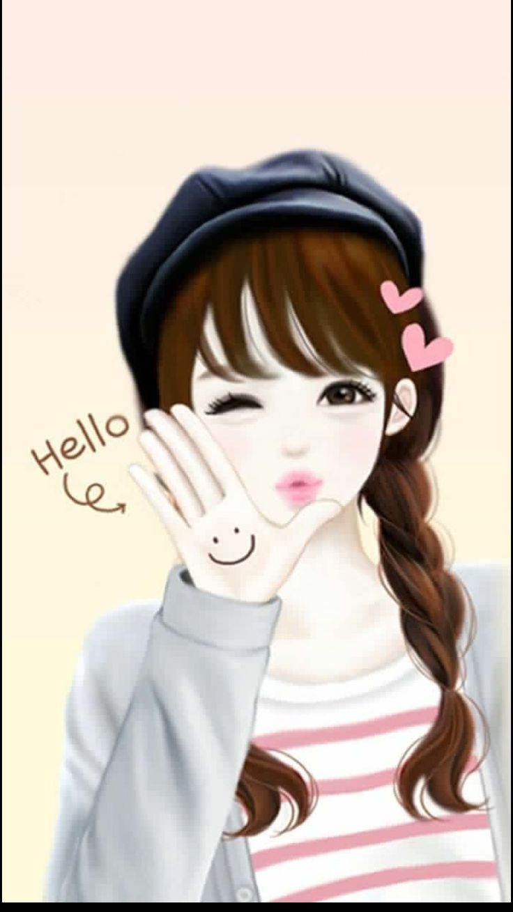 Say Hello to Cute wallpaper. Cute girl drawing, Cute cartoon girl, Cartoon girl drawing