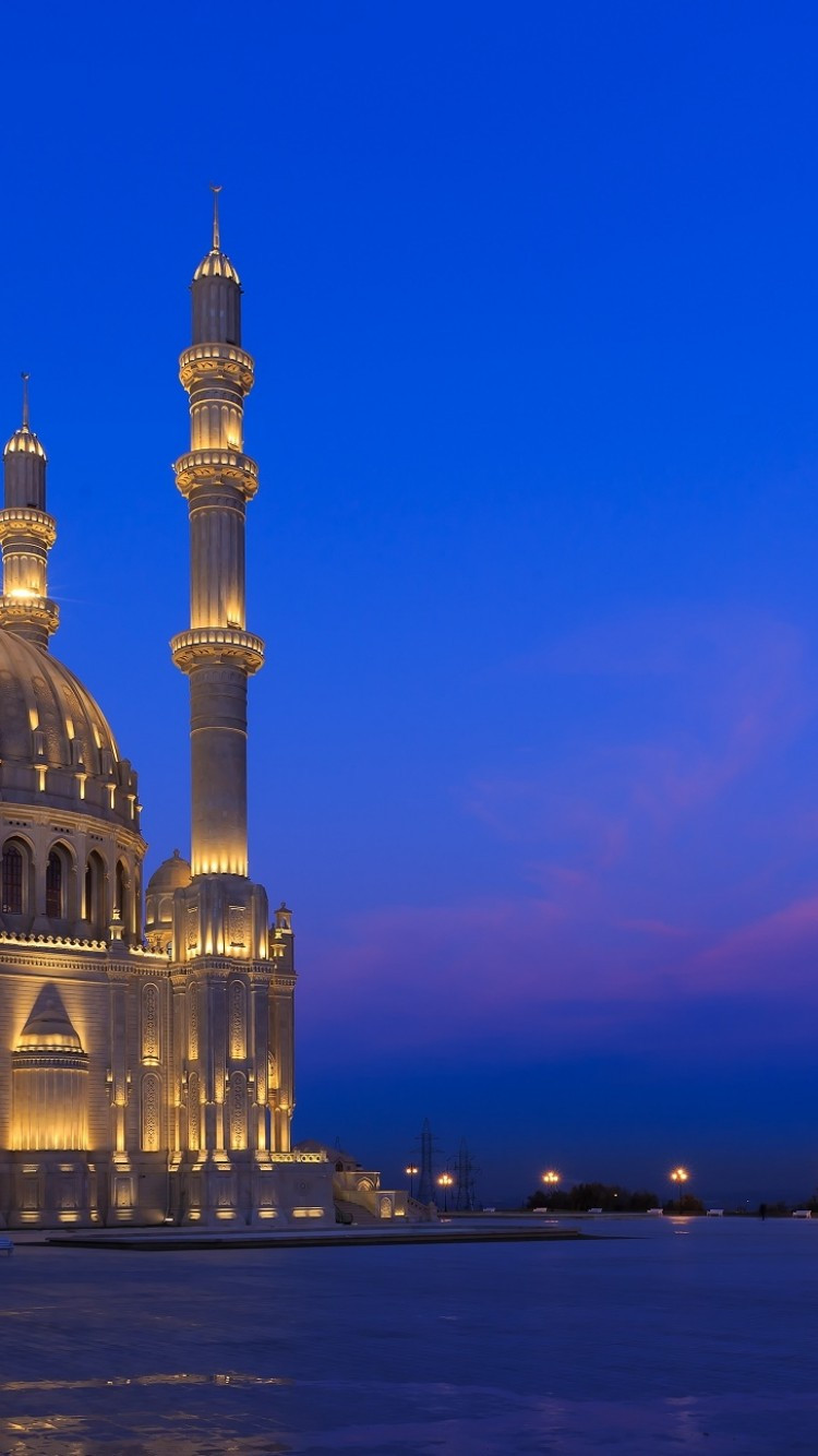 Download 750x1334 Heydar Mosque, Azerbaijan Baku, Lights, Night Wallpaper for iPhone iPhone 6