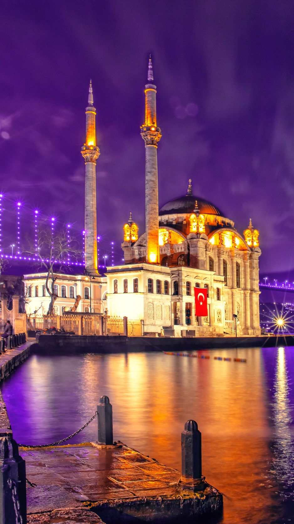 Download Wallpaper 938x1668 Mosque, Architecture, Night City, Turkey Iphone 8 7 6s 6 For Parallax HD Background