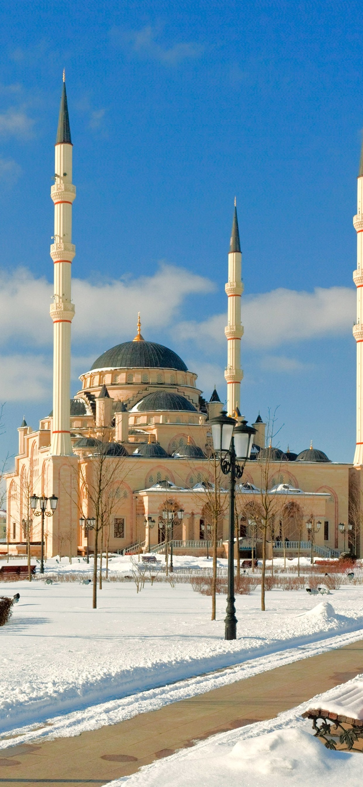 Chechnya, Mosque, Snow, Winter, City 1242x2688 IPhone 11 Pro XS Max Wallpaper, Background, Picture, Image