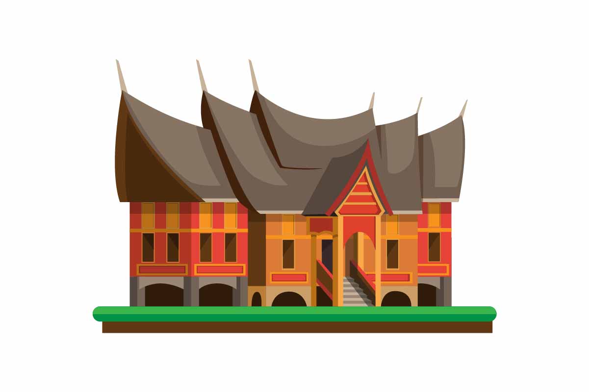 Rumah Gadang Indonesia Traditional House Graphic by aryo.hadi · Creative Fabrica
