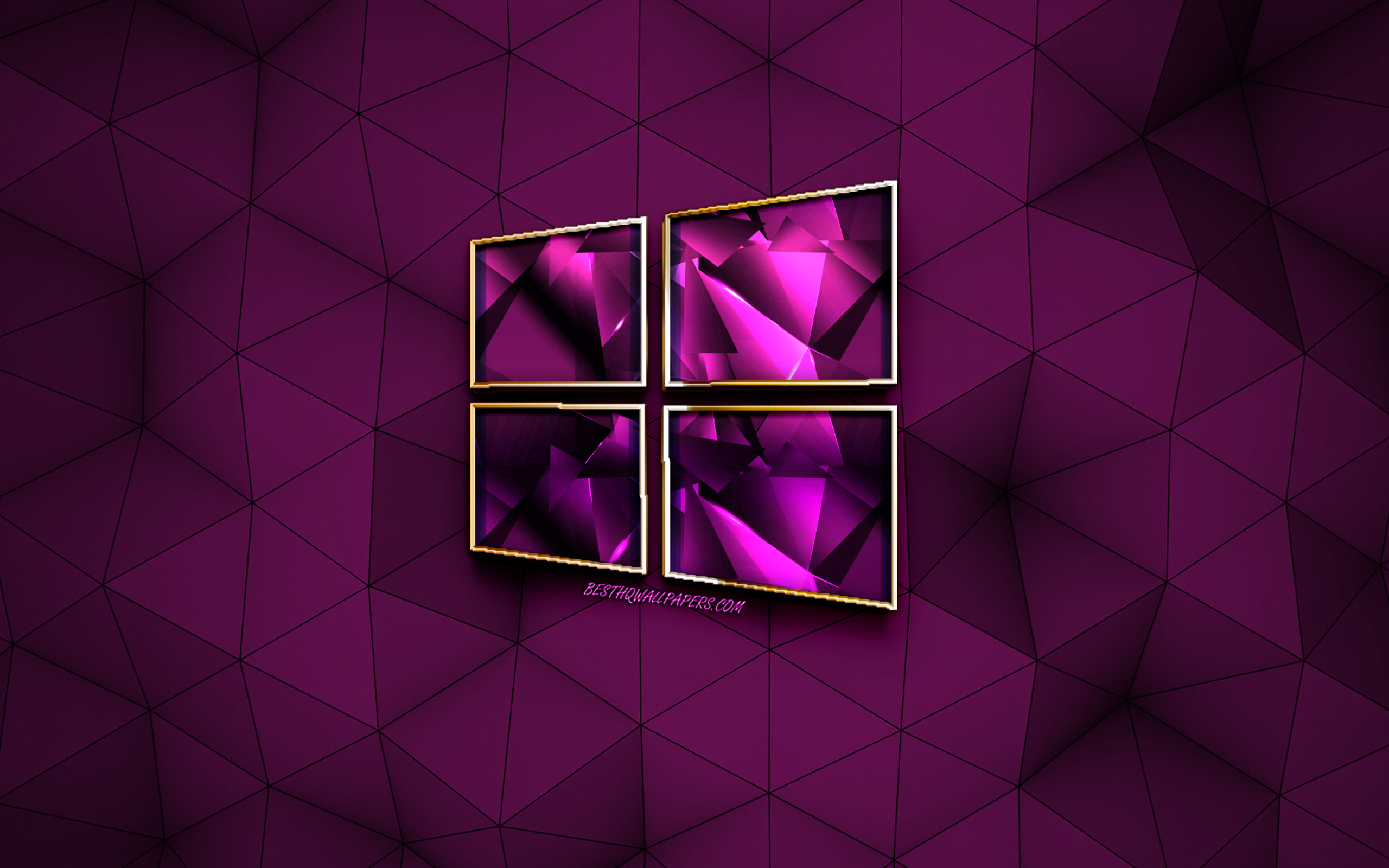 Download wallpaper Windows logo, purple diamond logo, creative art, purple background, emblem, Windows for desktop with resolution 2560x1600. High Quality HD picture wallpaper