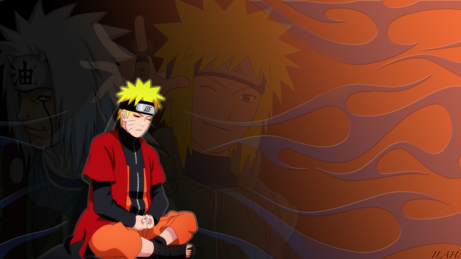 Download wallpaper cloak, Naruto, jiraiya, Minato, The mode of a hermit, section other in resolution 1920x1080