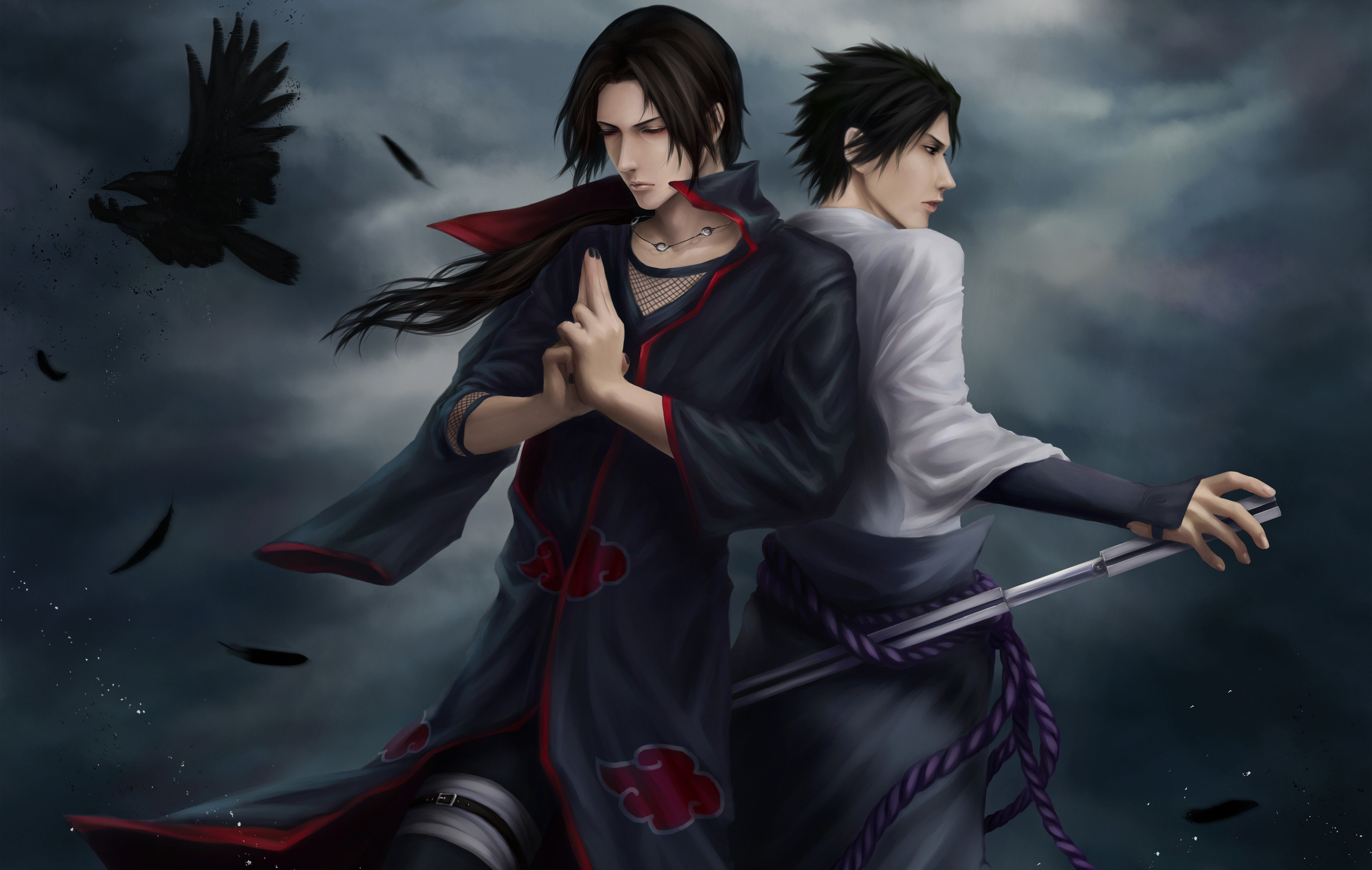 Naruto Shippuuden, Anime, Manga, Uchiha Sasuke, Uchiha Itachi, Raven, Brothers, Feathers HD Wallpaper / Desktop and Mobile Image & Photo