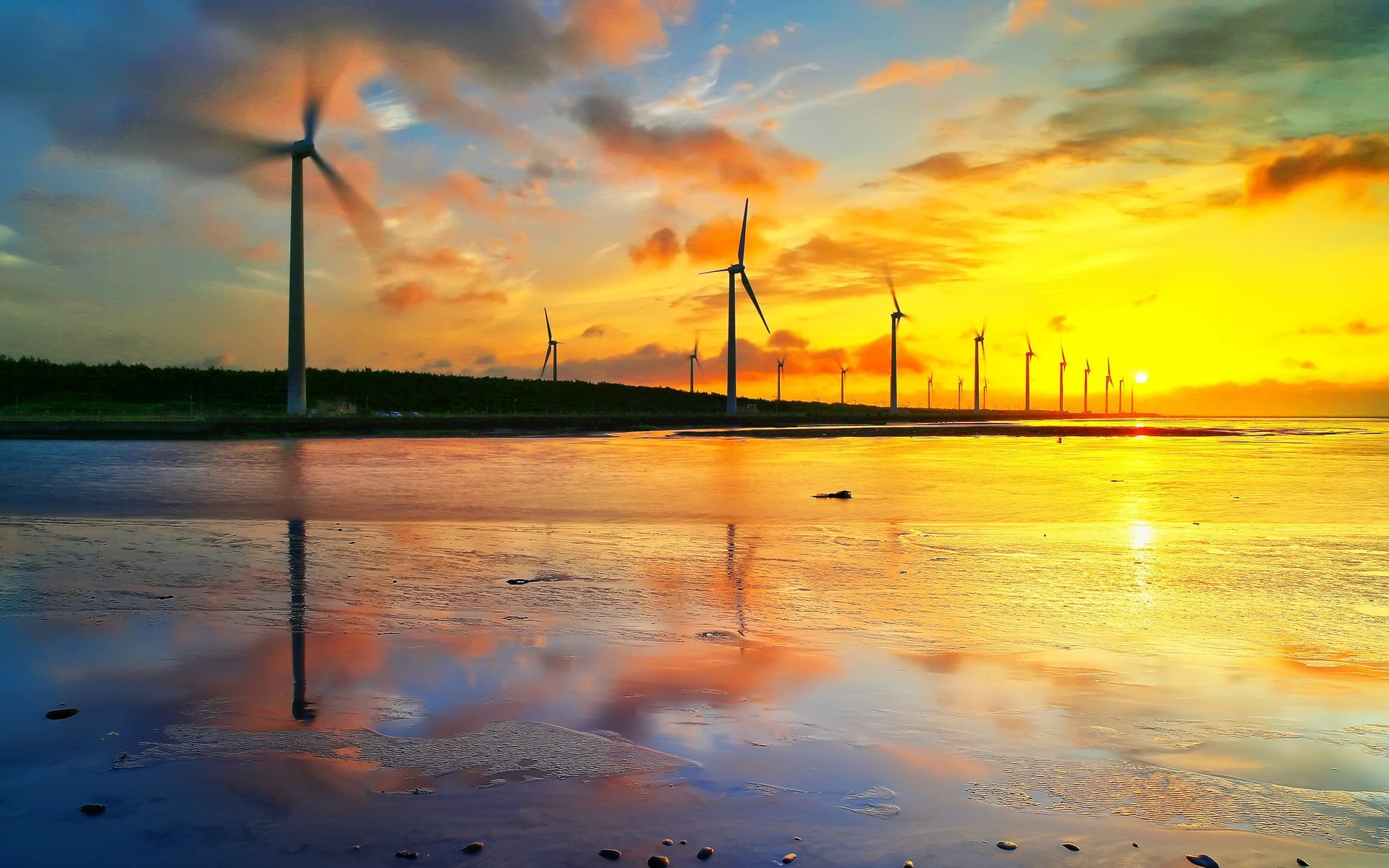 Download wallpaper wpp, windmills, sunset, taiwan, taichung, china for desktop with resolution 1920x1200. High Quality HD picture wallpaper