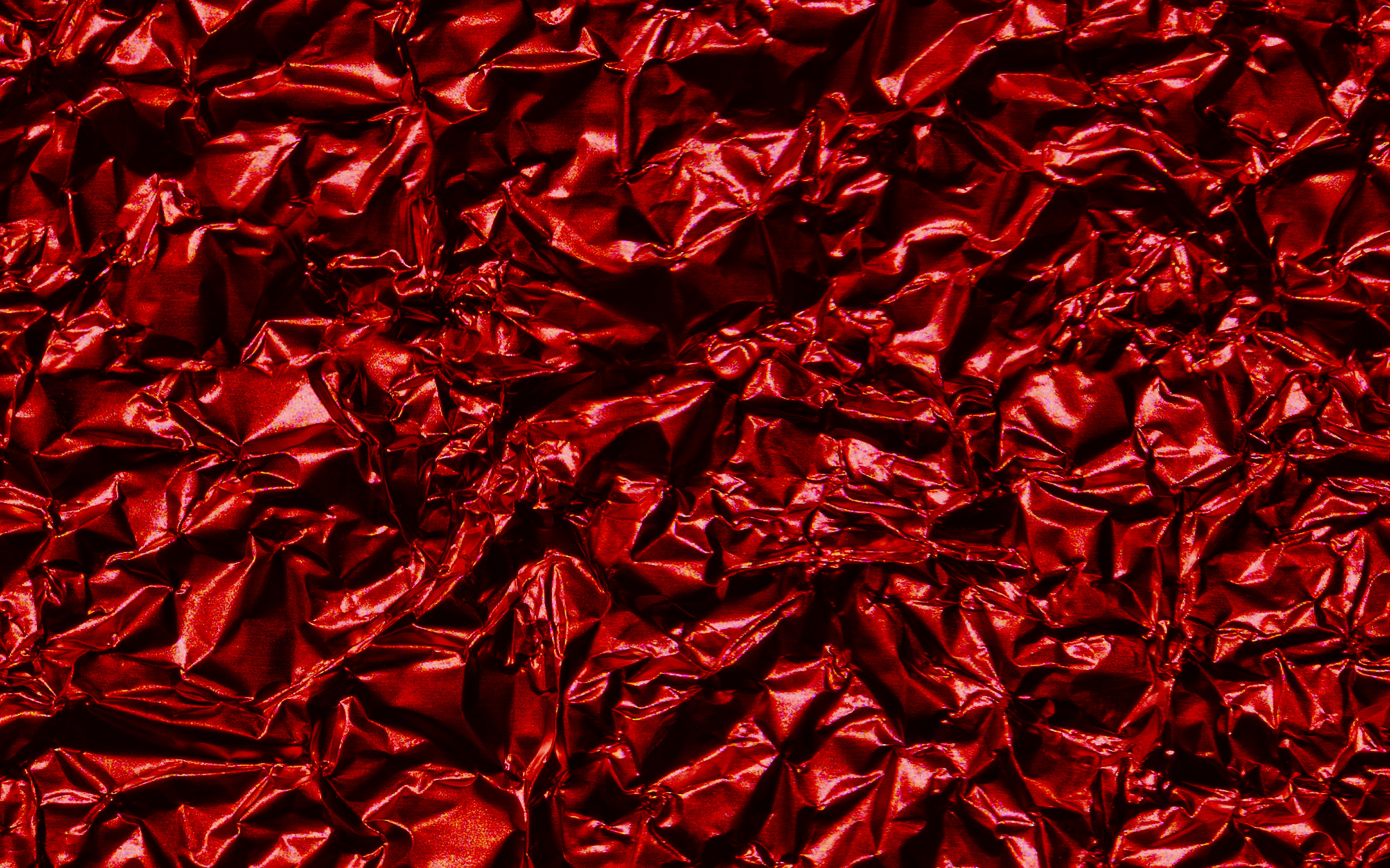 Download wallpaper red foil texture, crumpled foil texture, red foil background, foil texture, glitter paper texture for desktop with resolution 2880x1800. High Quality HD picture wallpaper