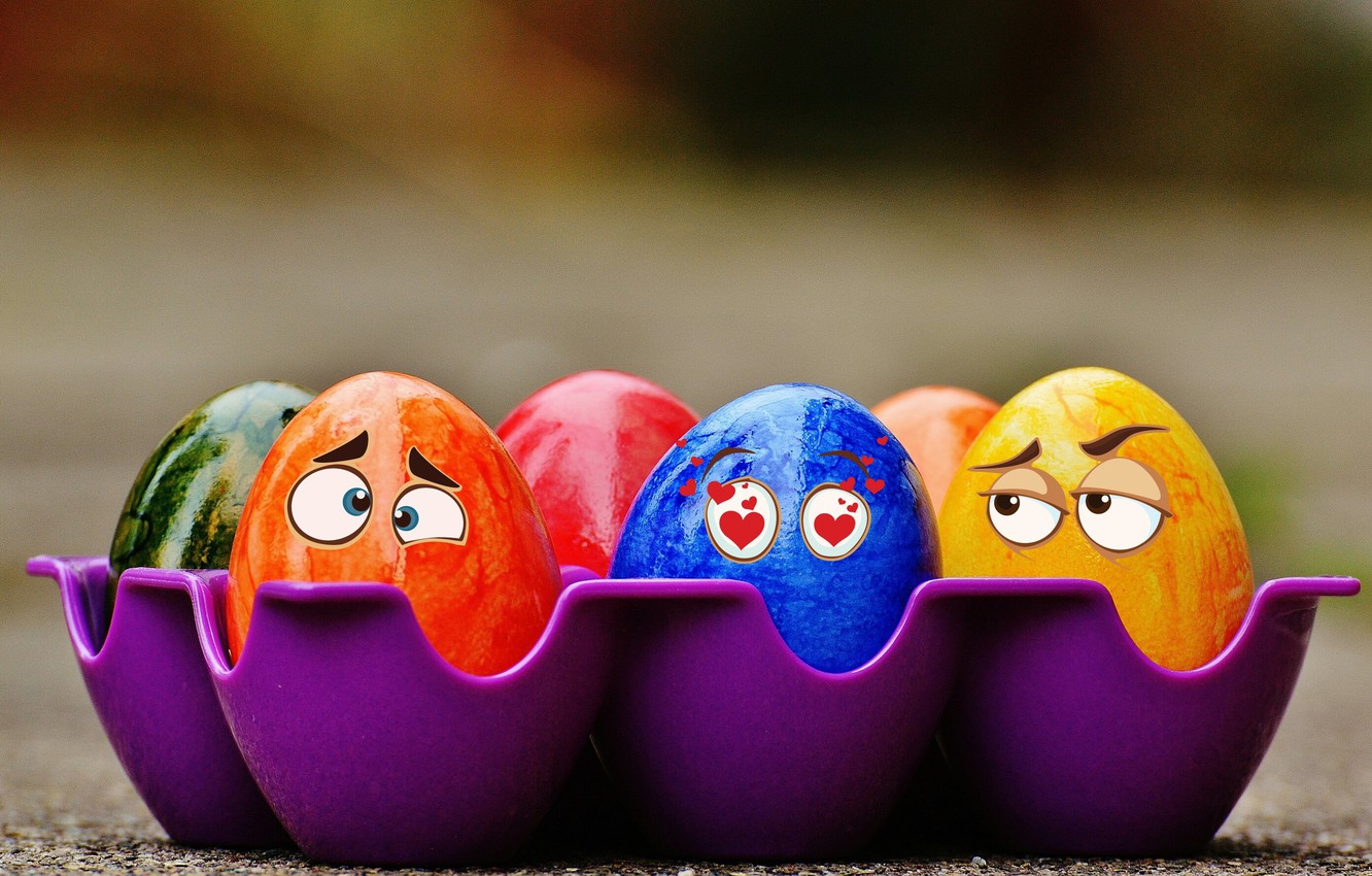 Wallpaper colorful, smile, Easter, rainbow, Easter, eggs, funny, decoration, Happy, the painted eggs image for desktop, section праздники
