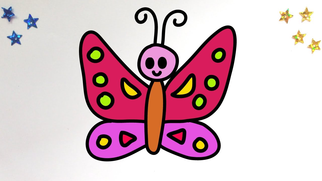 BUTTERFLY drawing Tutorial for Kids Toddlers Preschoolers