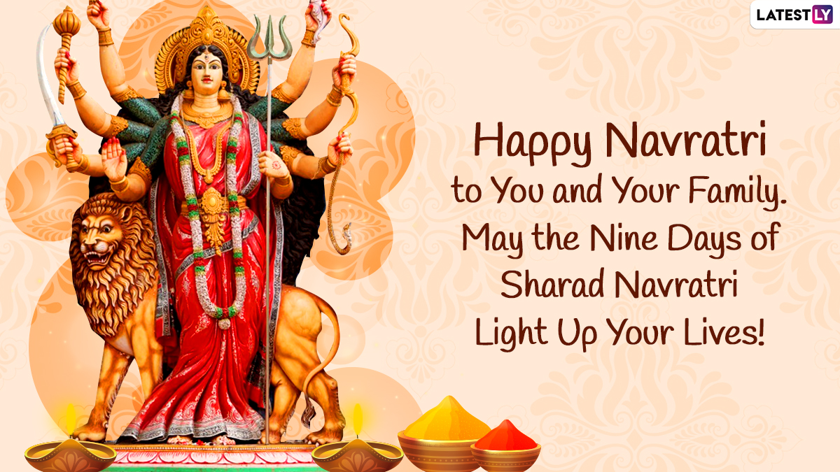 Top Navratri 2021 Wishes & Full HD Image: WhatsApp Stickers, GIF Greetings, Quotes, SMS, Status and Maa Durga Wallpaper To Send to Family and Friends