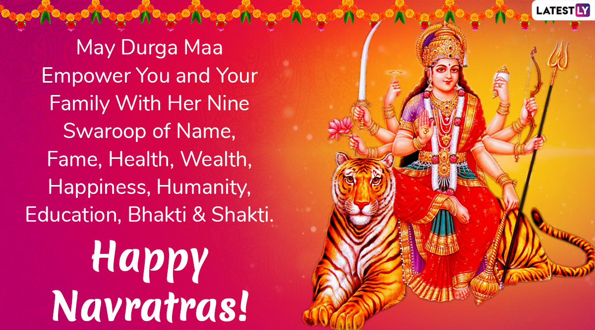Happy Sharad Navratri 2020 Wishes & HD Image: WhatsApp Sticker Messages, SMS, GIF Greetings, Quotes and Facebook Photo to Send to Family and Friends