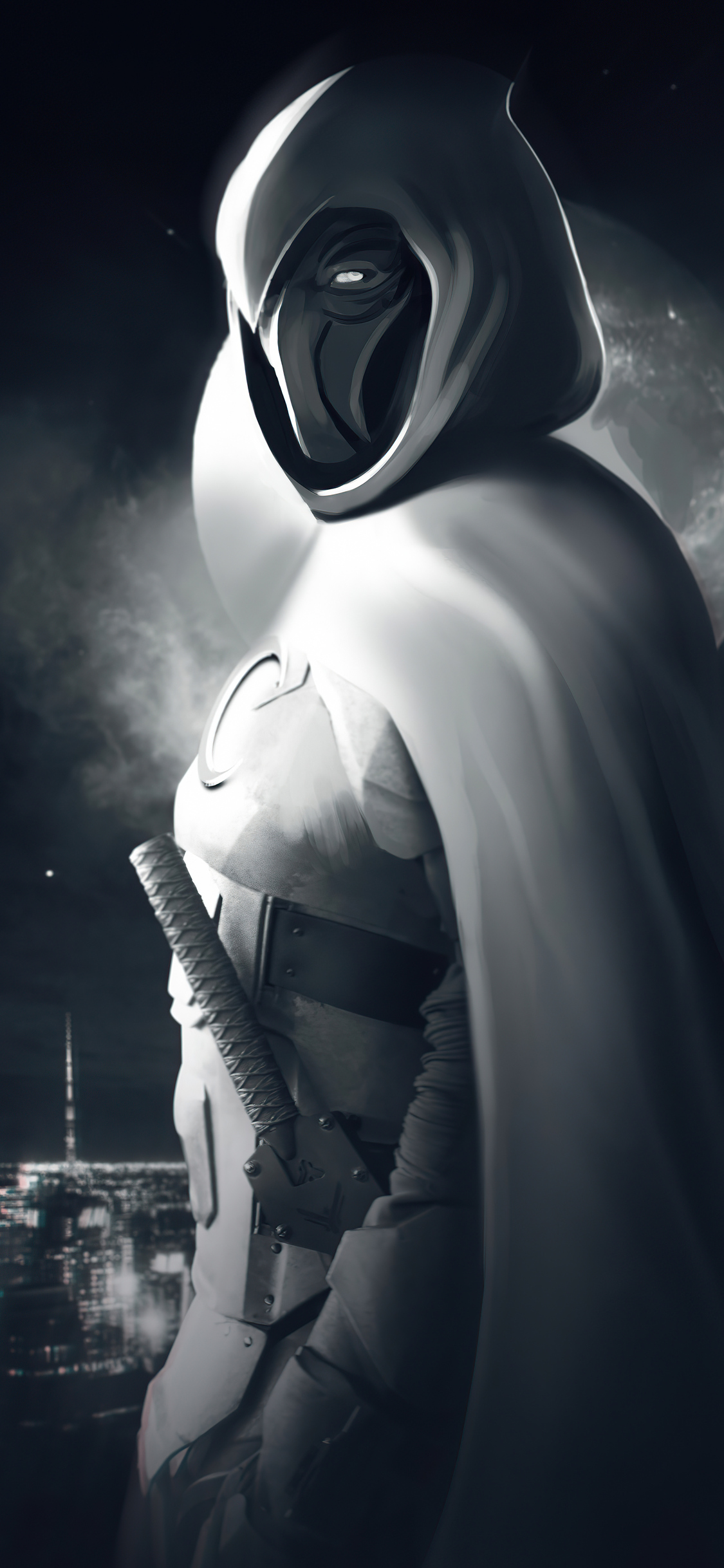 Moon Knight Monochrome 4k iPhone XS, iPhone iPhone X HD 4k Wallpaper, Image, Background, Photo and Picture