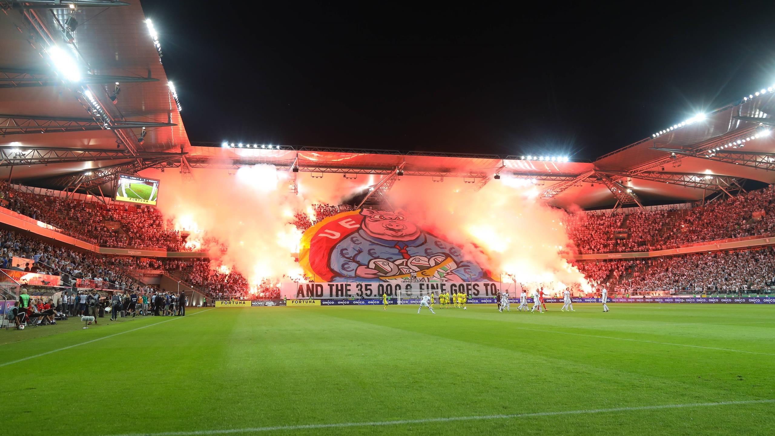 Legia Warsaw Fans Unveil Huge Anti UEFA Tifo In Response To Fine