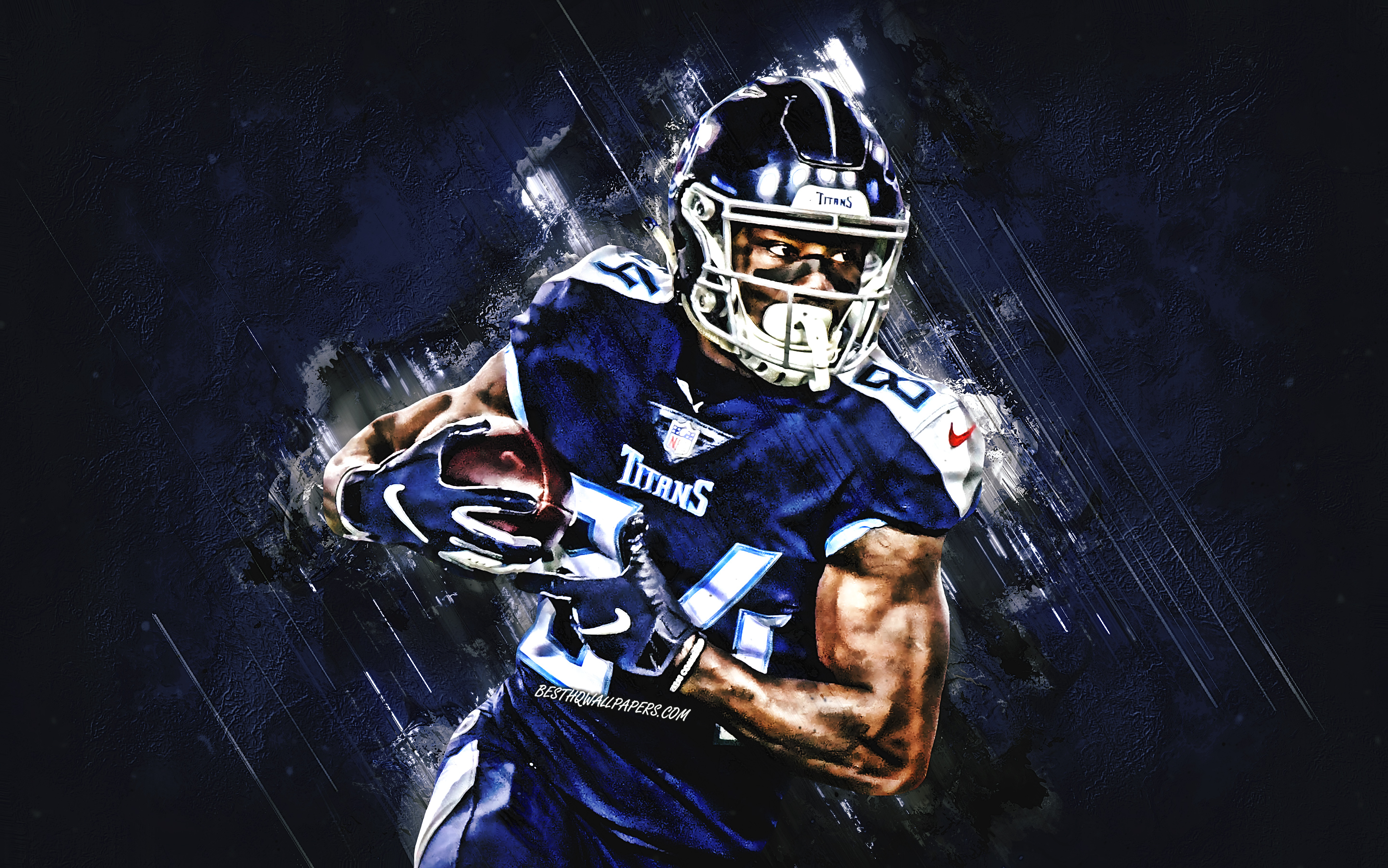 Download wallpaper Corey Davis, Tennessee Titans, NFL, american football, portrait, blue stone background, National Football League for desktop with resolution 2880x1800. High Quality HD picture wallpaper