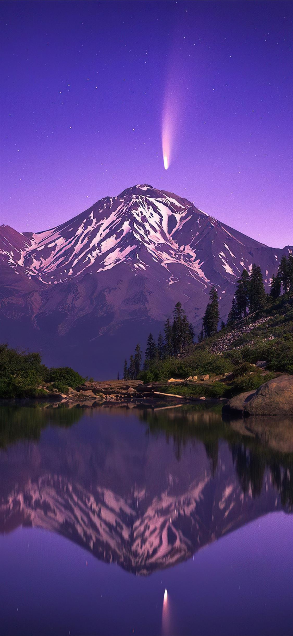 neowise seen from mt shasta 4k iPhone X Wallpaper Free Download