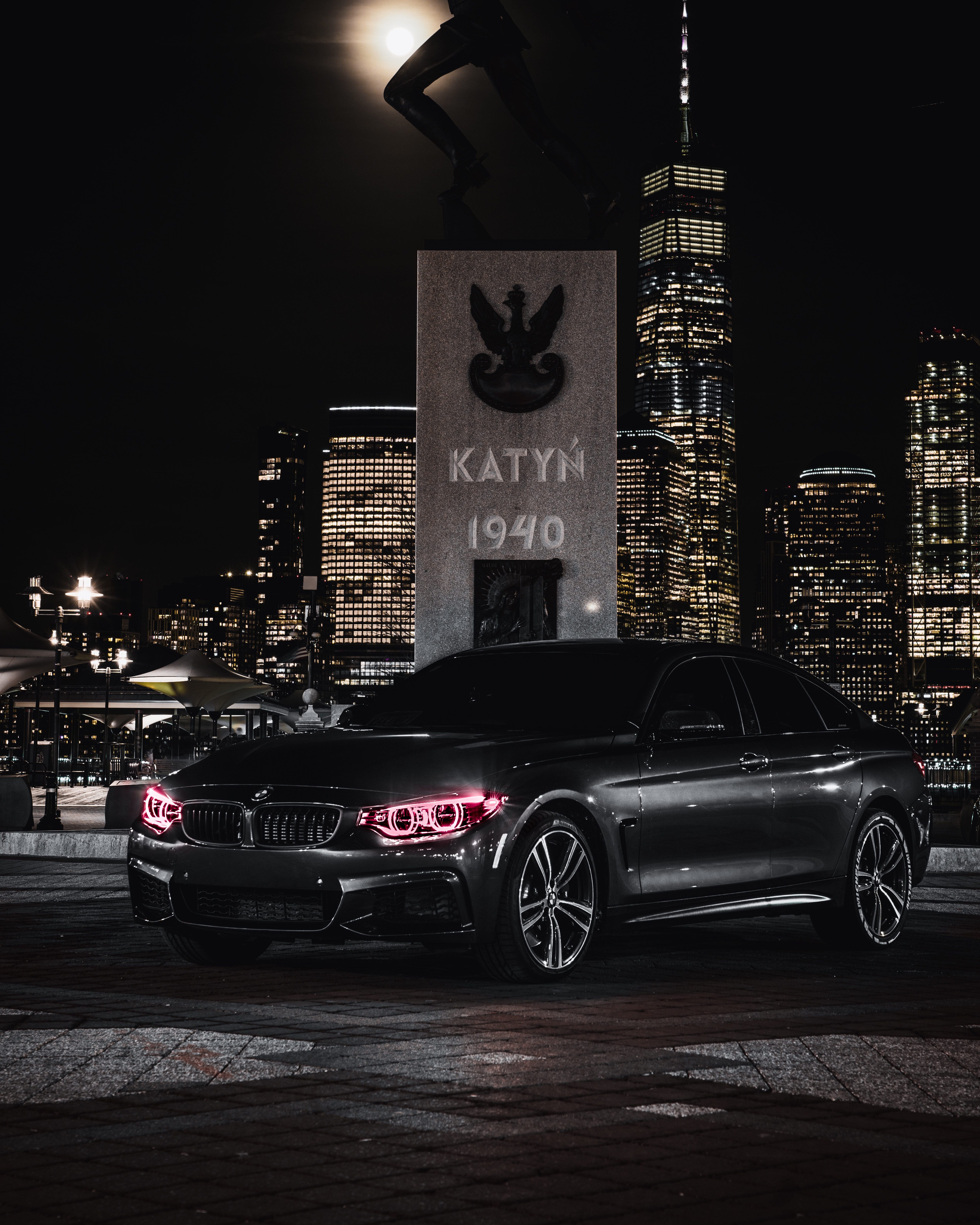 BMW M4 Wallpaper 4K, Black Edition, Angel Eyes, Night, City Lights, Black Dark