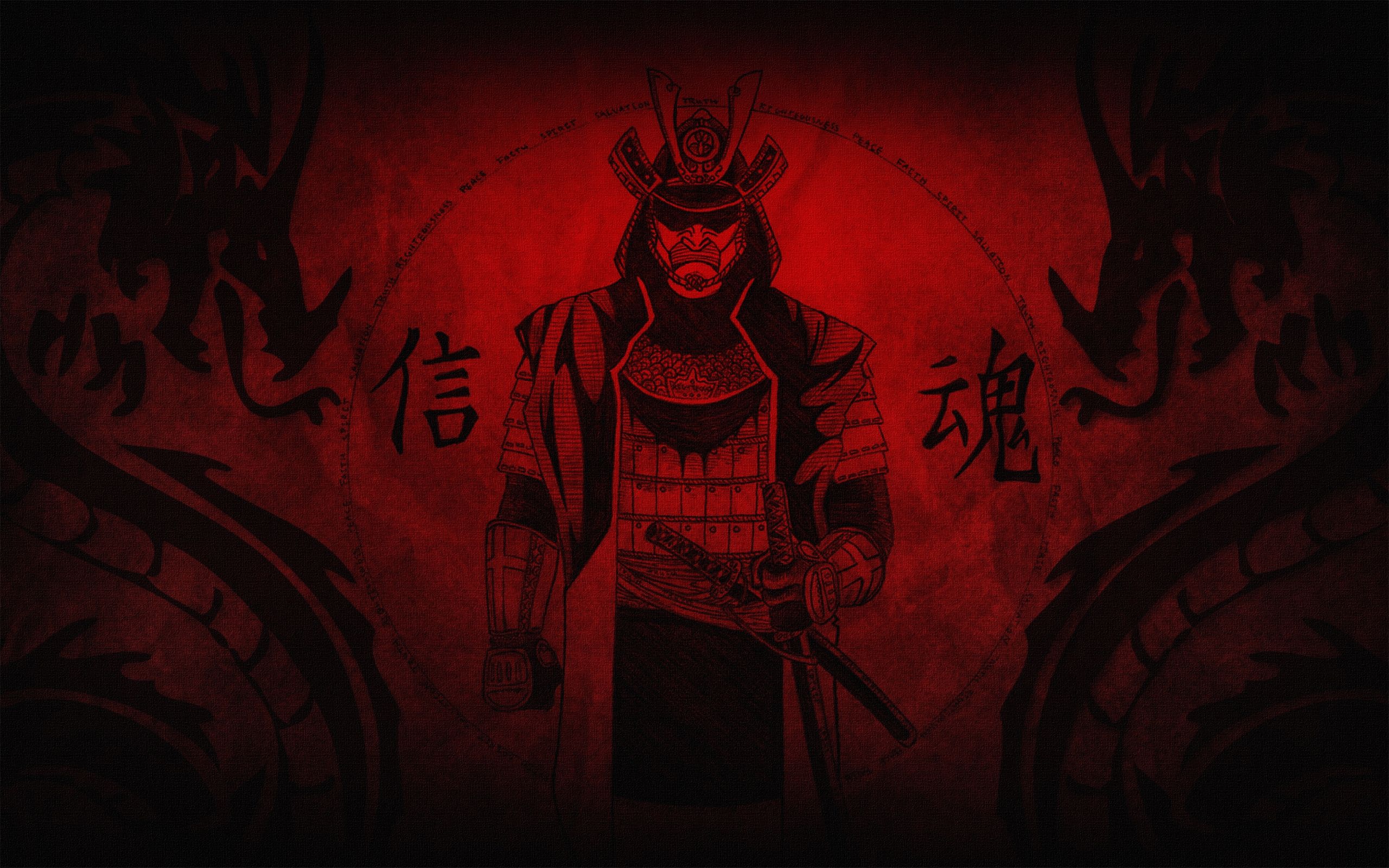 Red Samurai Art Wallpaper Free Red Samurai Art Background