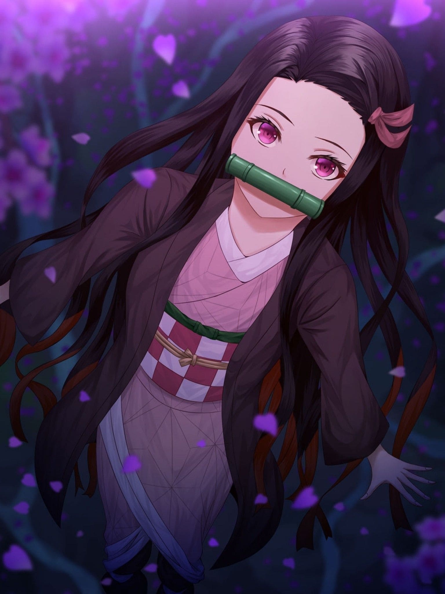 Purple Anime Nezuko Wallpapers Wallpaper Cave 