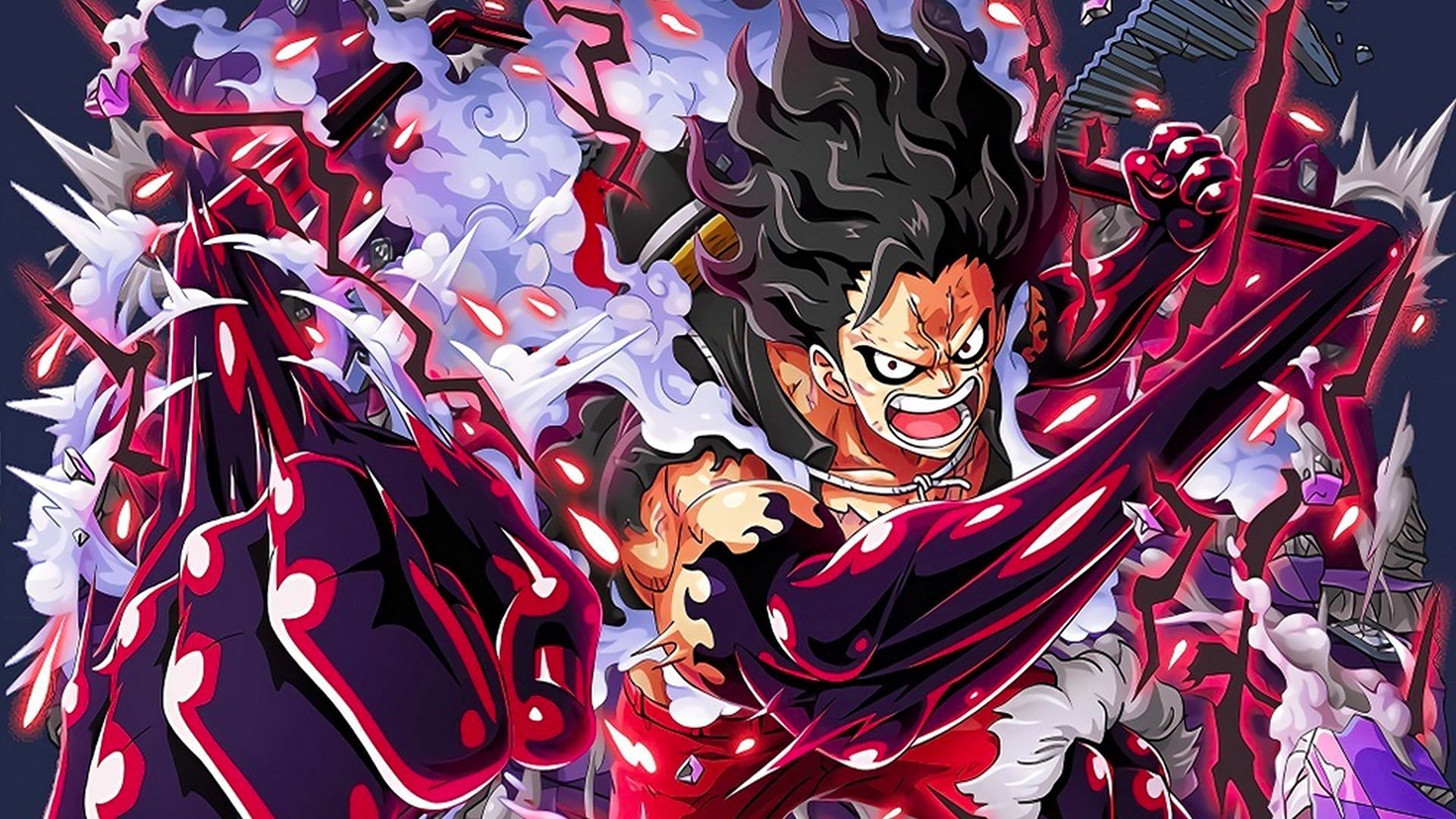 Video wallpaper Luffy Gear 5 with holding cybust lighting  One Piece  Anime