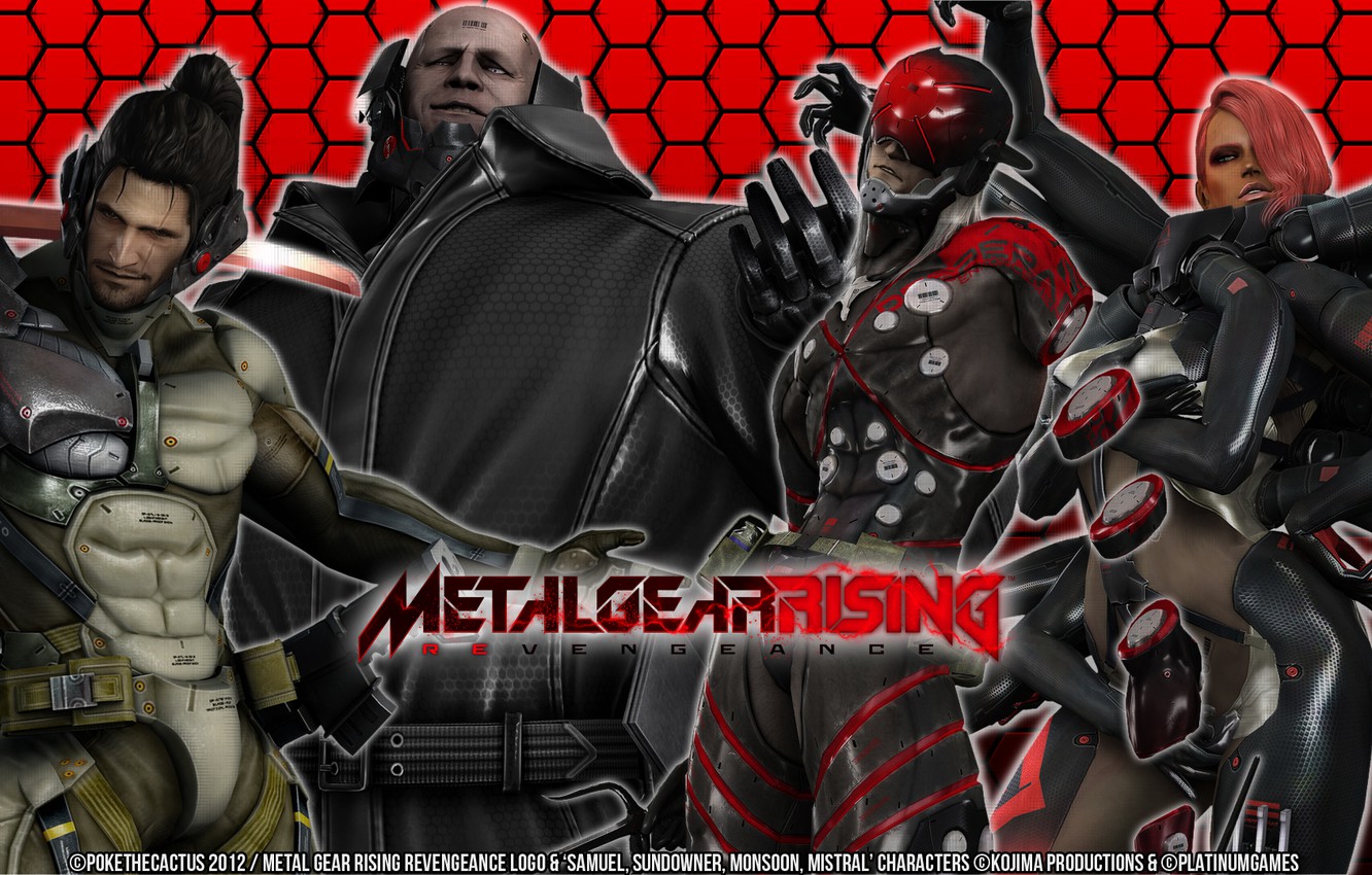 Wallpaper game, Wallpaper, Metal Gear Rising, Revengeance, "Doom", Cyborg Ninja, Desperado Enforcement Group, Sundowner, Mystral, MGR, Monsoon, Jetstream Sam, Jetstream, platinum games, Samuel, PMSC group image for desktop, section игры
