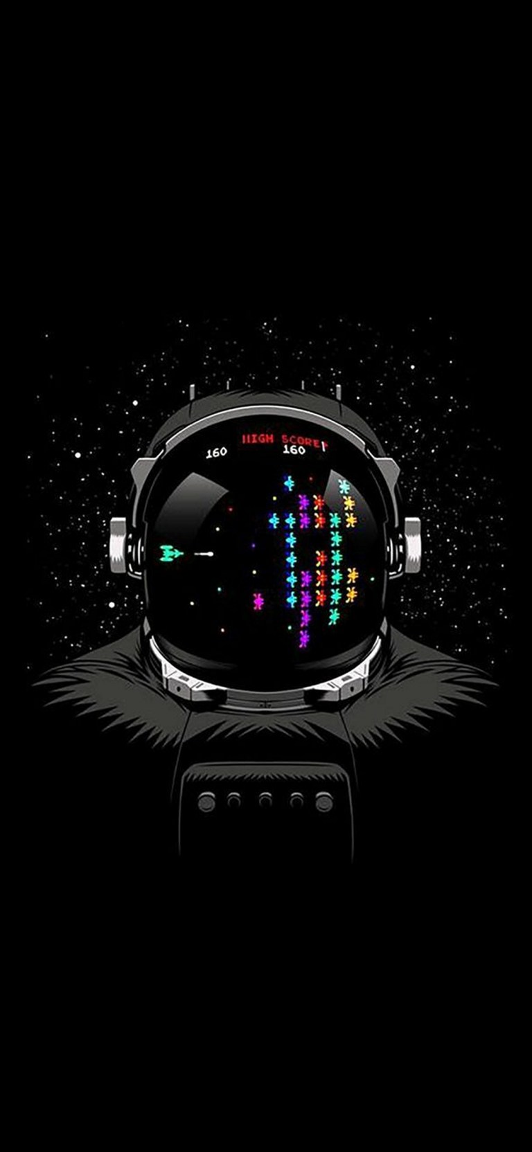 Space Art Pew Pew Astronaut Wallpaper for Android Mobile