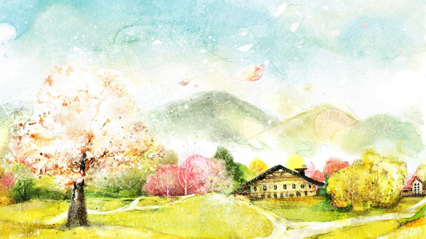 Beautiful Scenery Painting With Poster Color On - GranNino