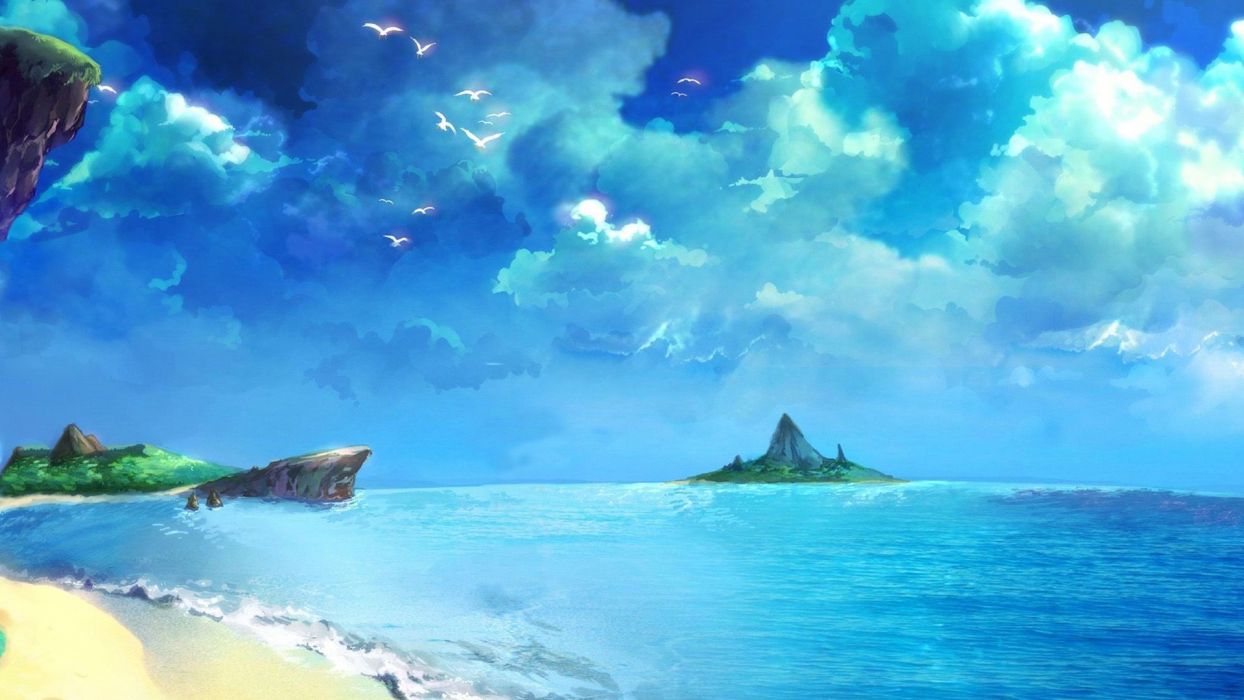 Chrono Trigger Beach Drawing Blue Ocean wallpaperx1080
