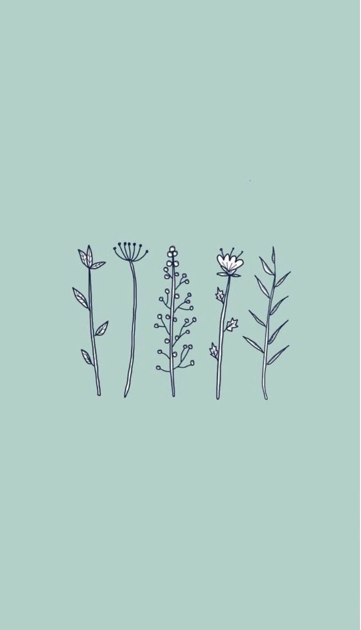 Aesthetics Blue Drawn Flower Wallpaper