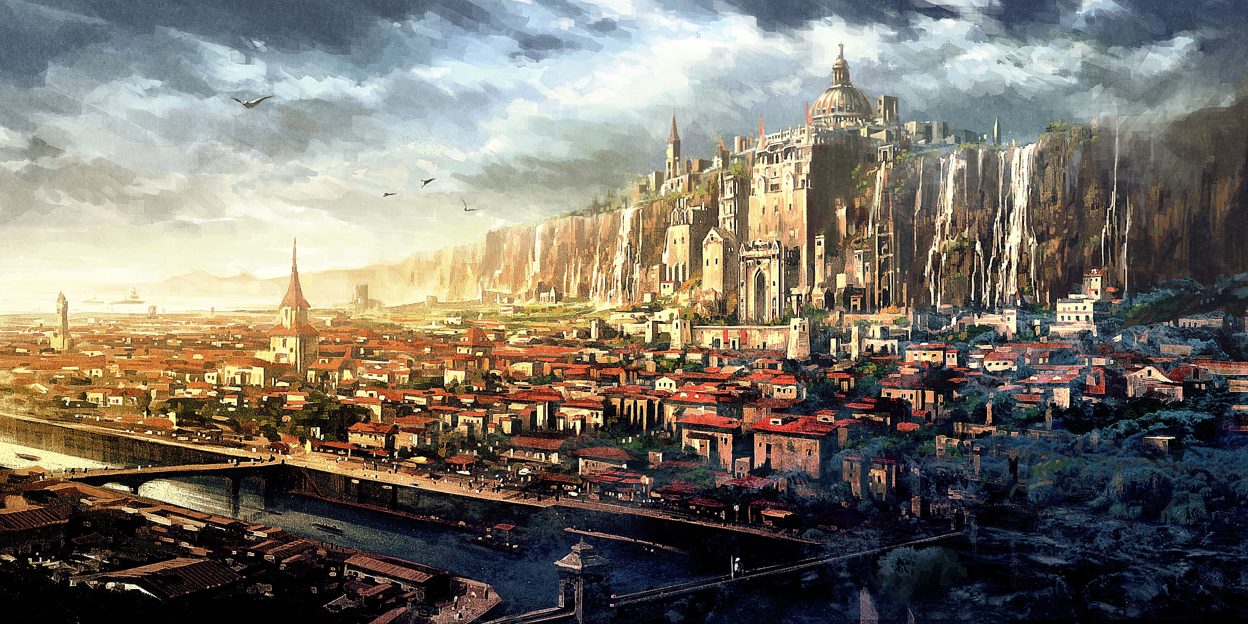 PROJECT PHOENIX fantasy anime game city h wallpaperx2000. Cityscape wallpaper, Anime city, Fantasy city