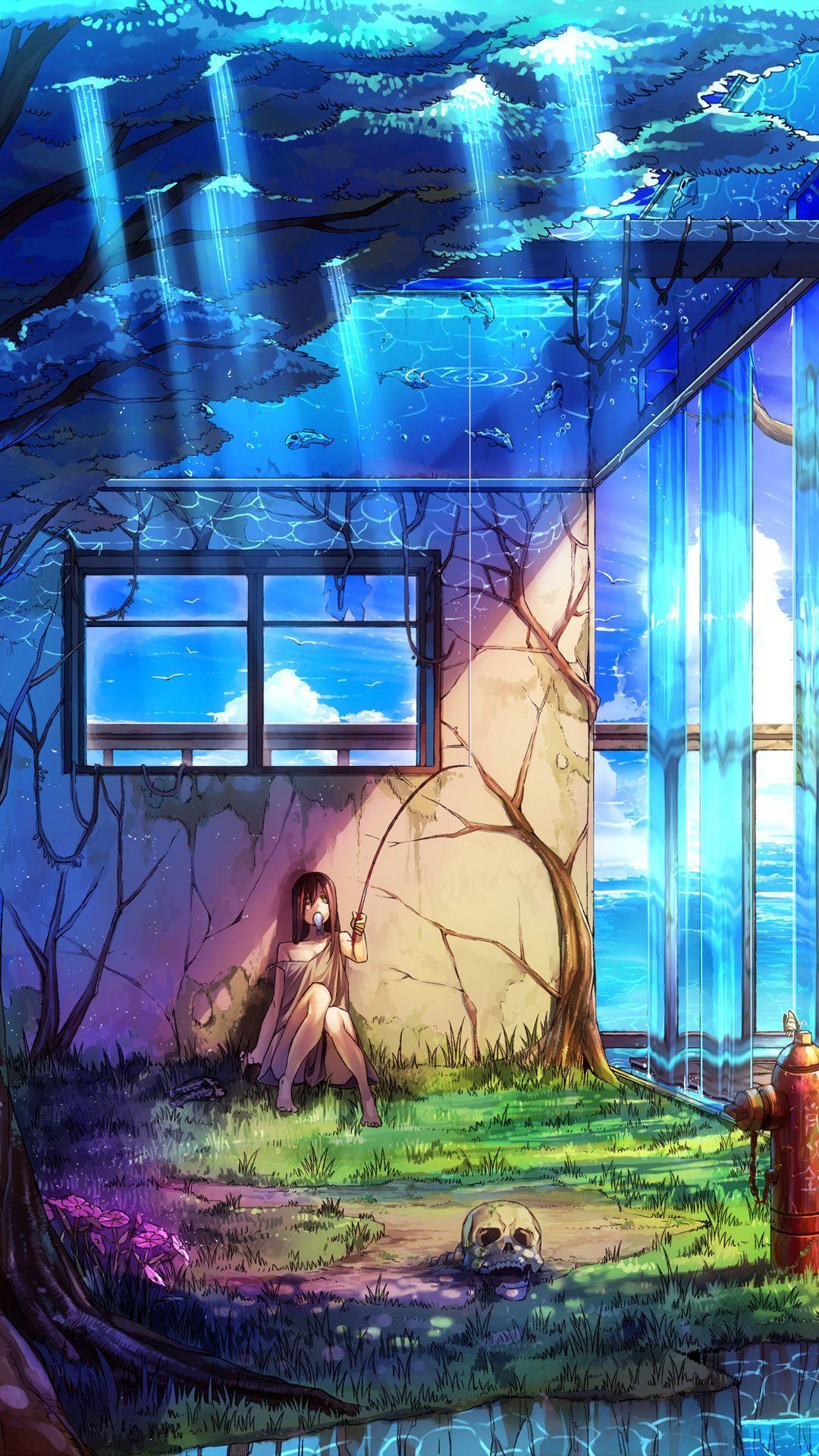 SciFi Anime Boy City Art Wallpaper iPhone Phone 4K 2270f