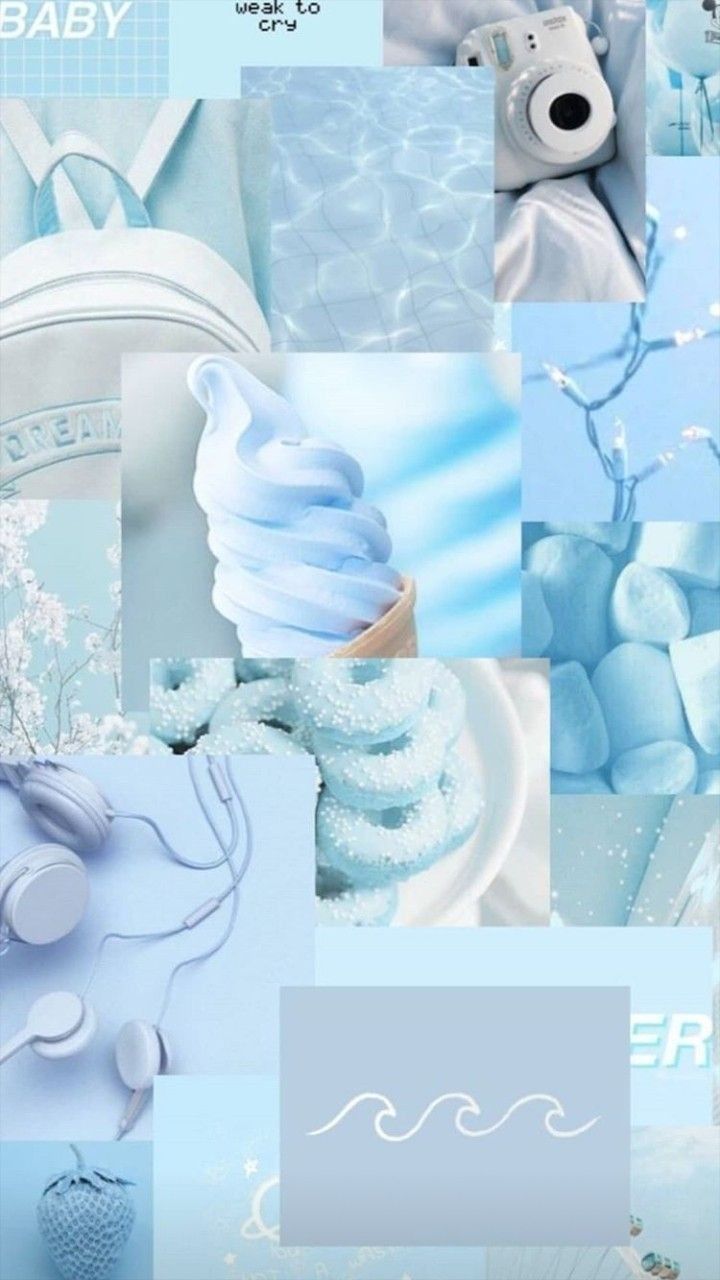 Aesthetic Blue Collage Wallpaper Free Aesthetic Blue Collage Background